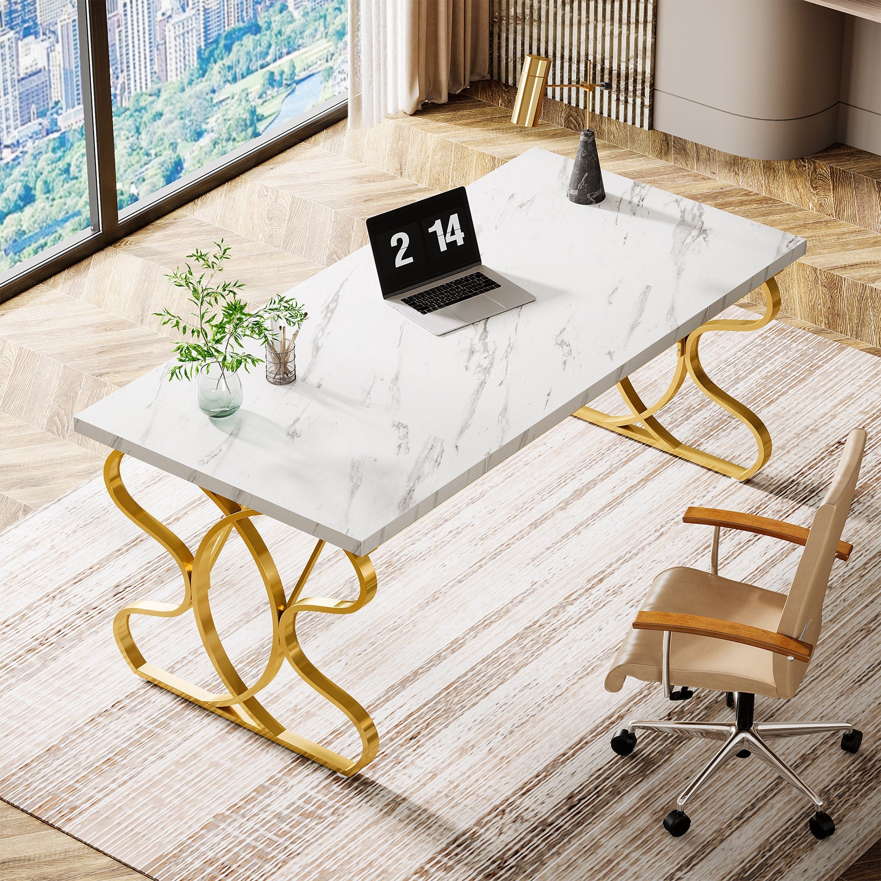 63" Executive Desk, Computer Desk Office Desk Study Table Tribesigns