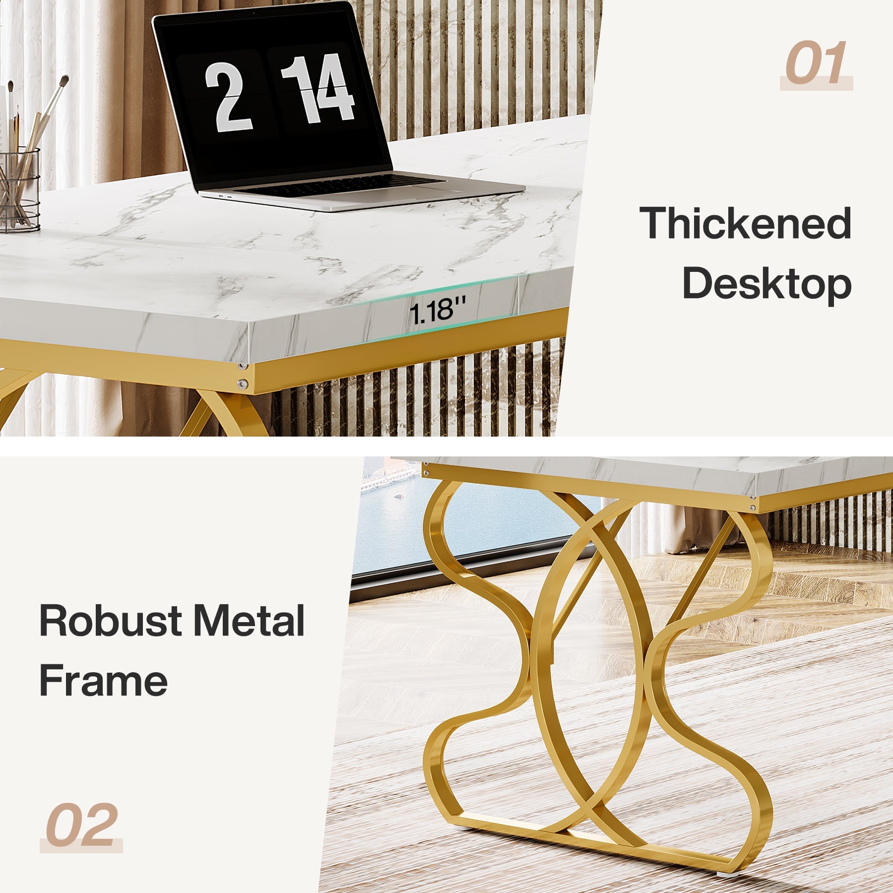 63" Executive Desk, Computer Desk Office Desk Study Table Tribesigns