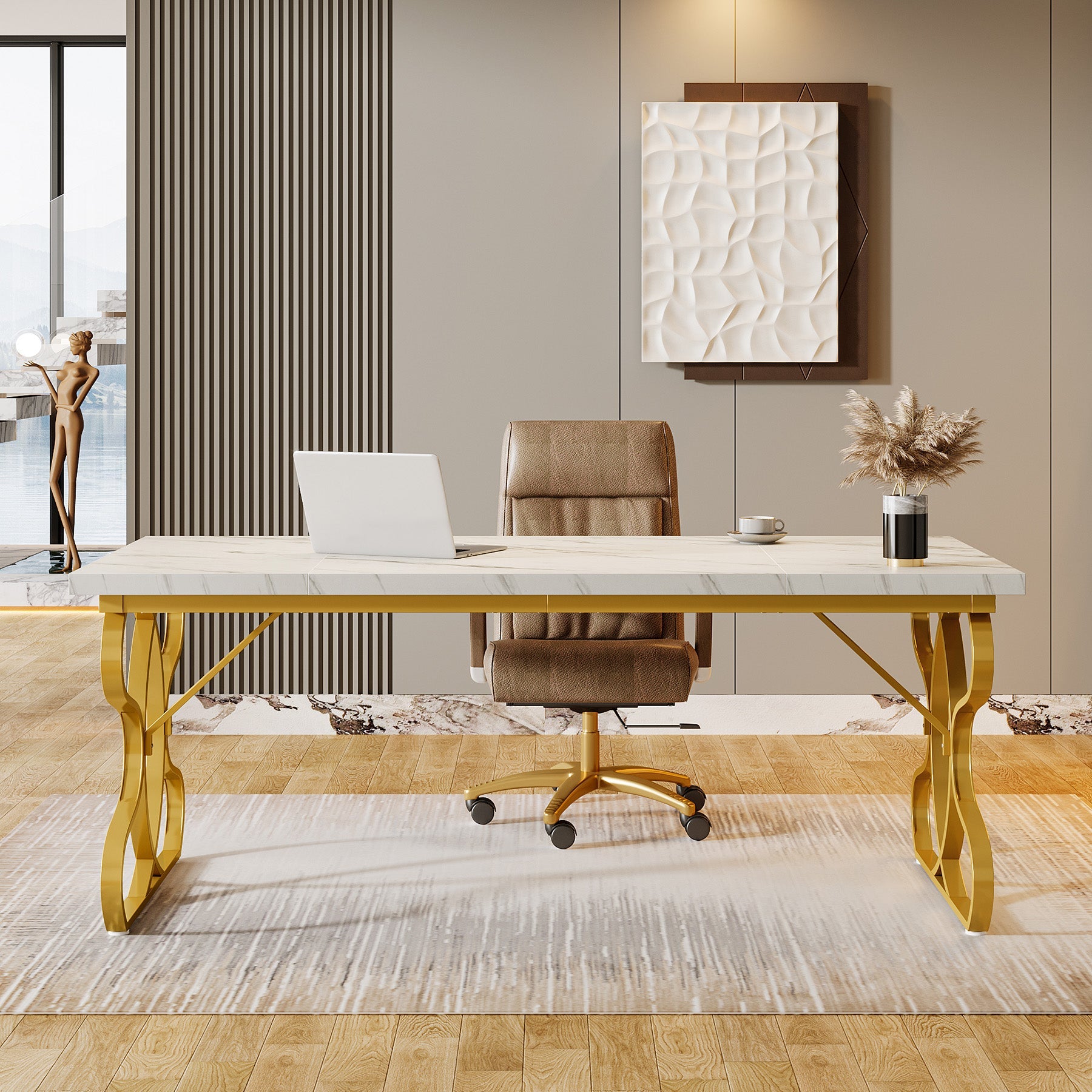 63" Executive Desk, Computer Desk Office Desk Study Table Tribesigns