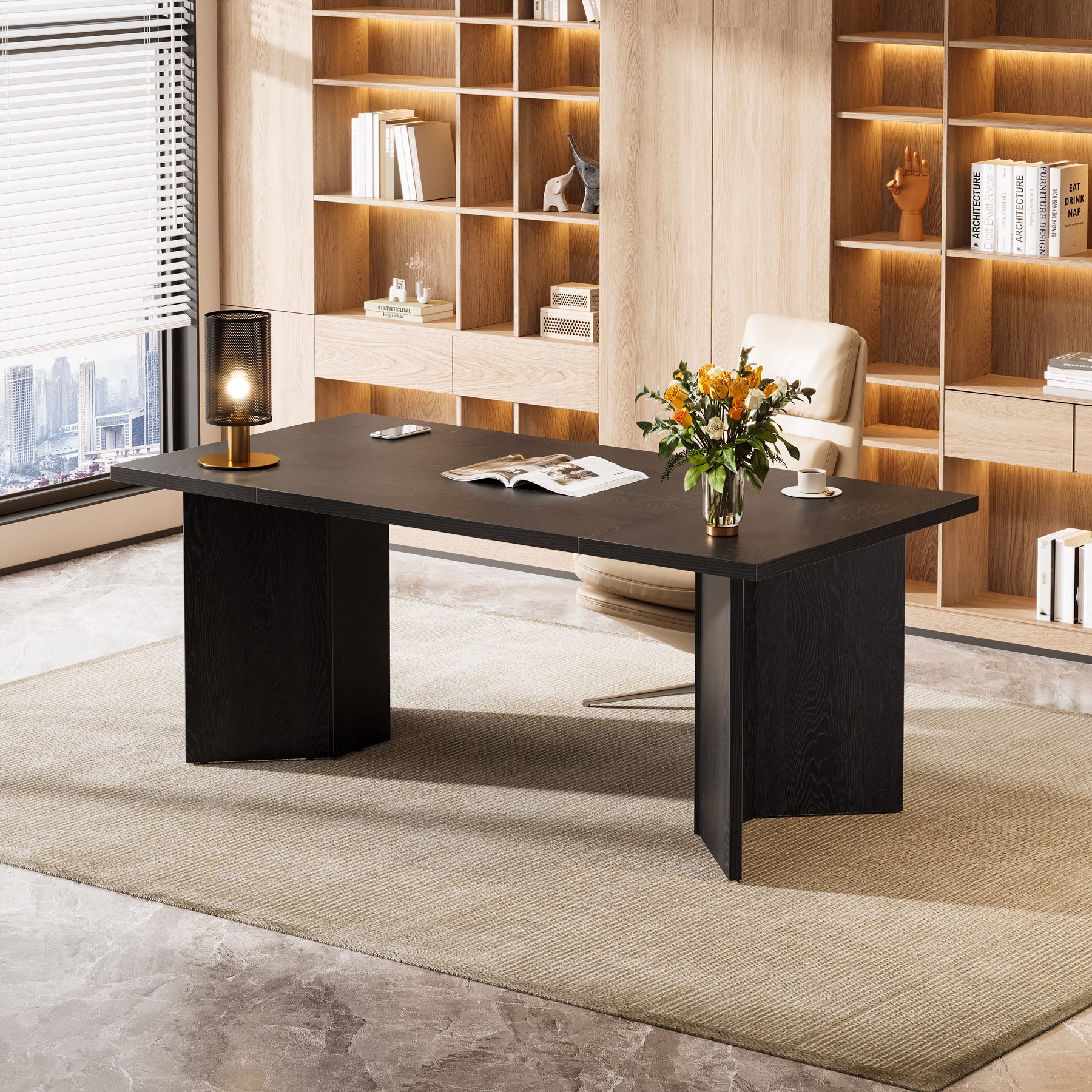 63" Executive Desk, Contemporary Office Computer Desk Conference Table Tribesigns