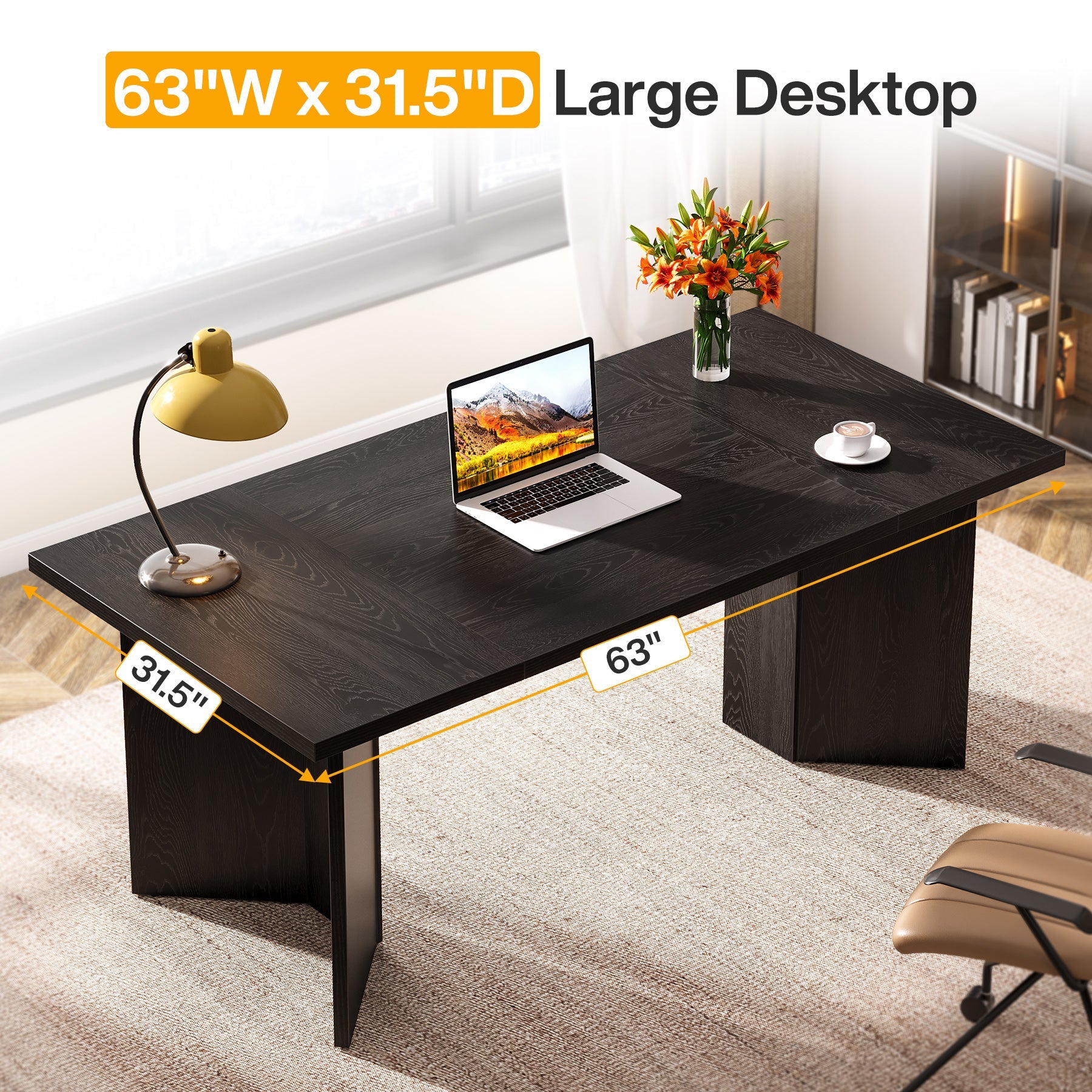 63" Executive Desk, Contemporary Office Computer Desk Conference Table Tribesigns