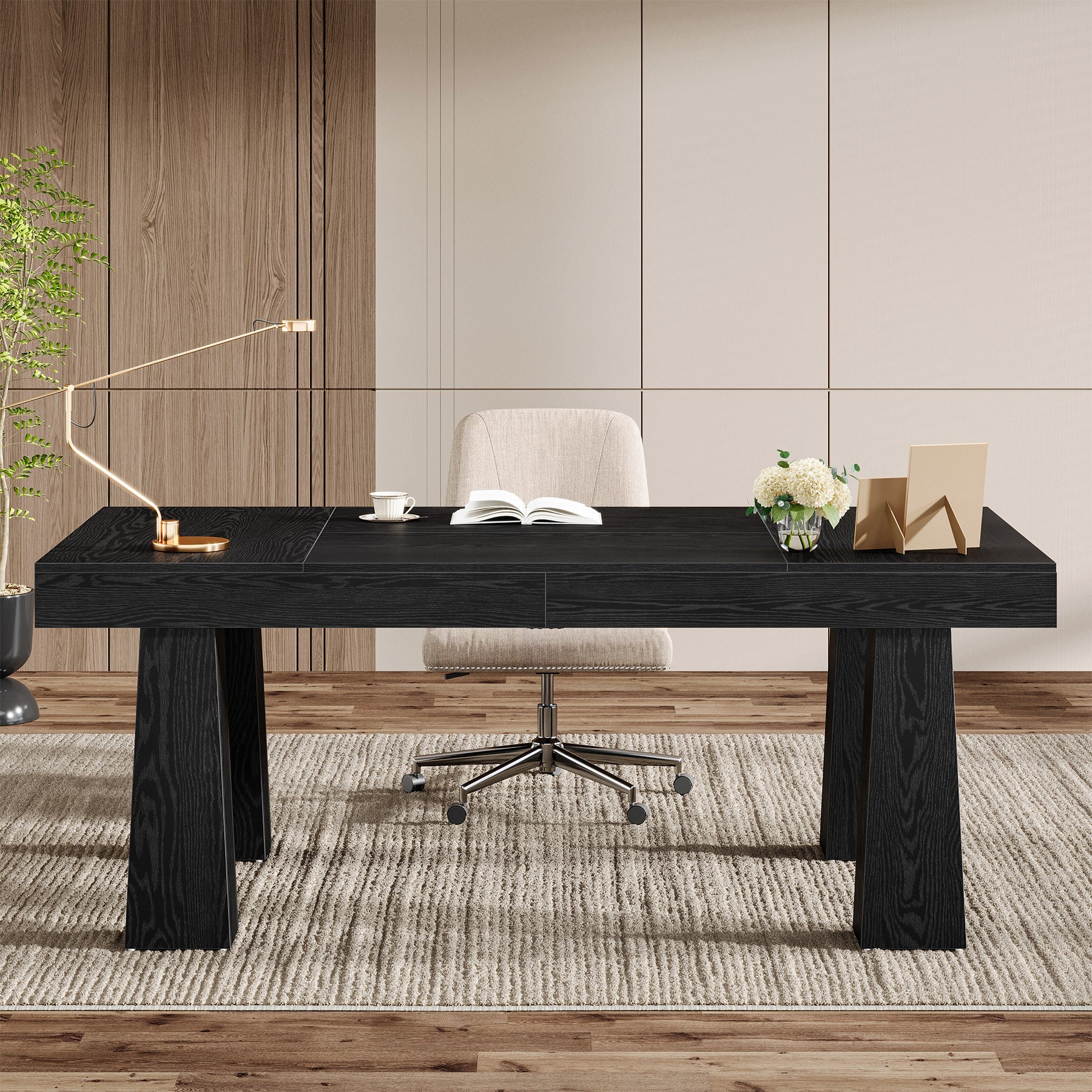 63" Executive Desk, Modern Home Office Desk Computer Desk Tribesigns