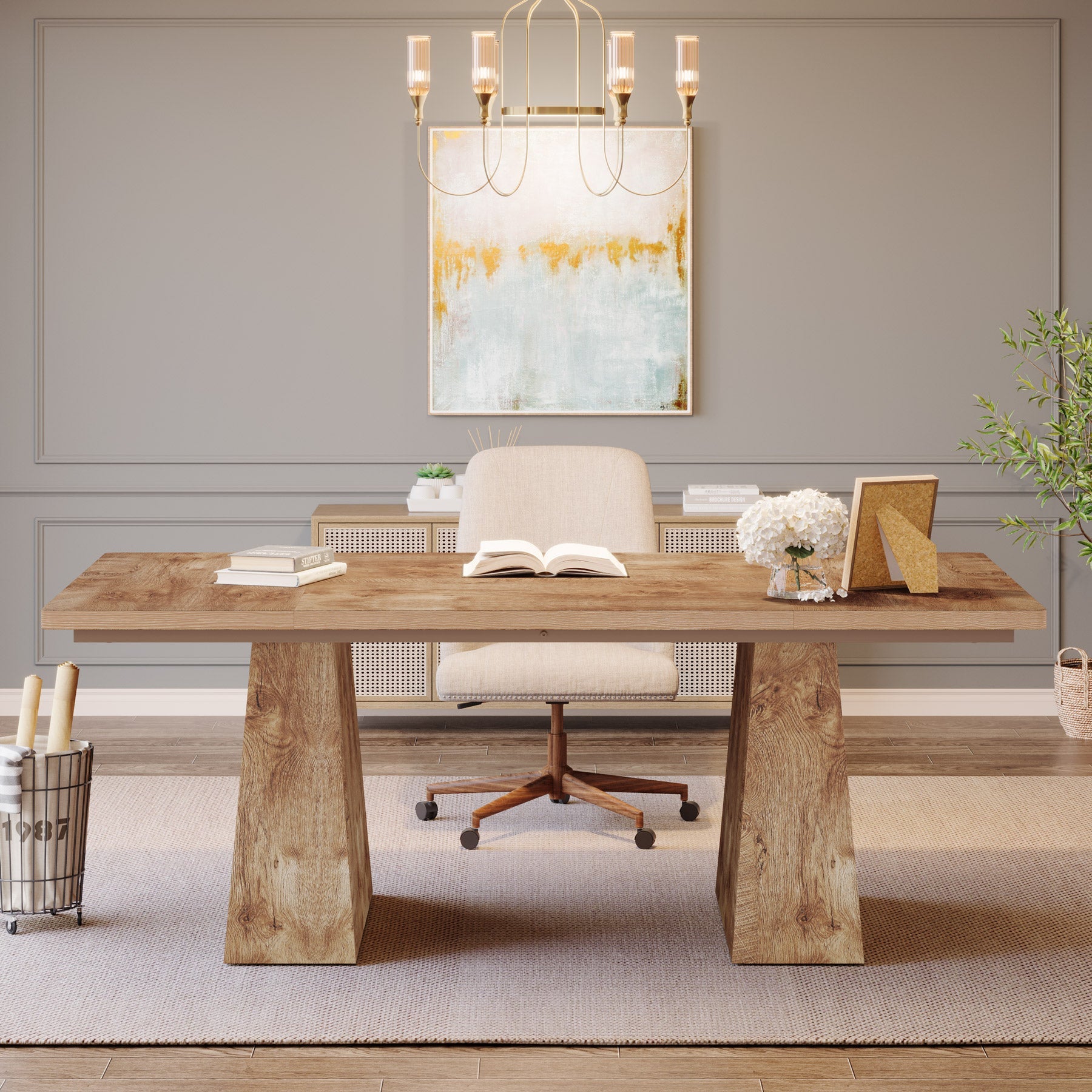 63" Executive Desk, Modern Office Computer Desk Workstations Tribesigns