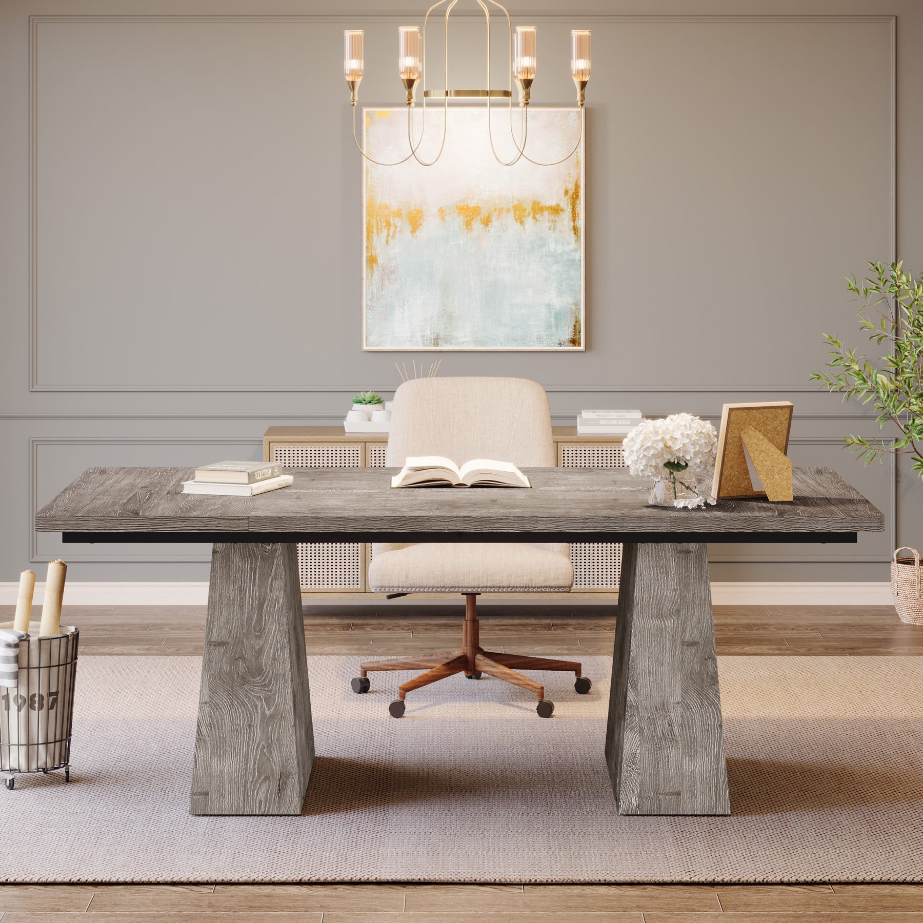 63" Executive Desk, Modern Office Computer Desk Workstations Tribesigns