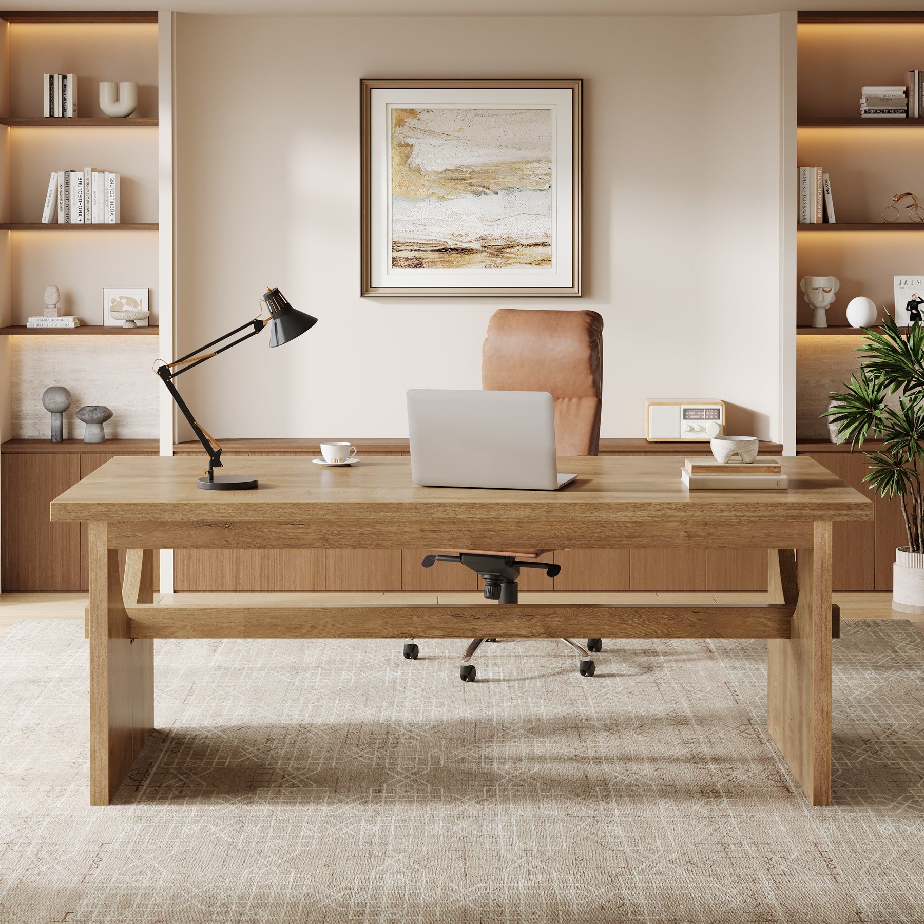 63" Executive Desk, Office Computer Desk Conference Table with Sturdy Legs Tribesigns