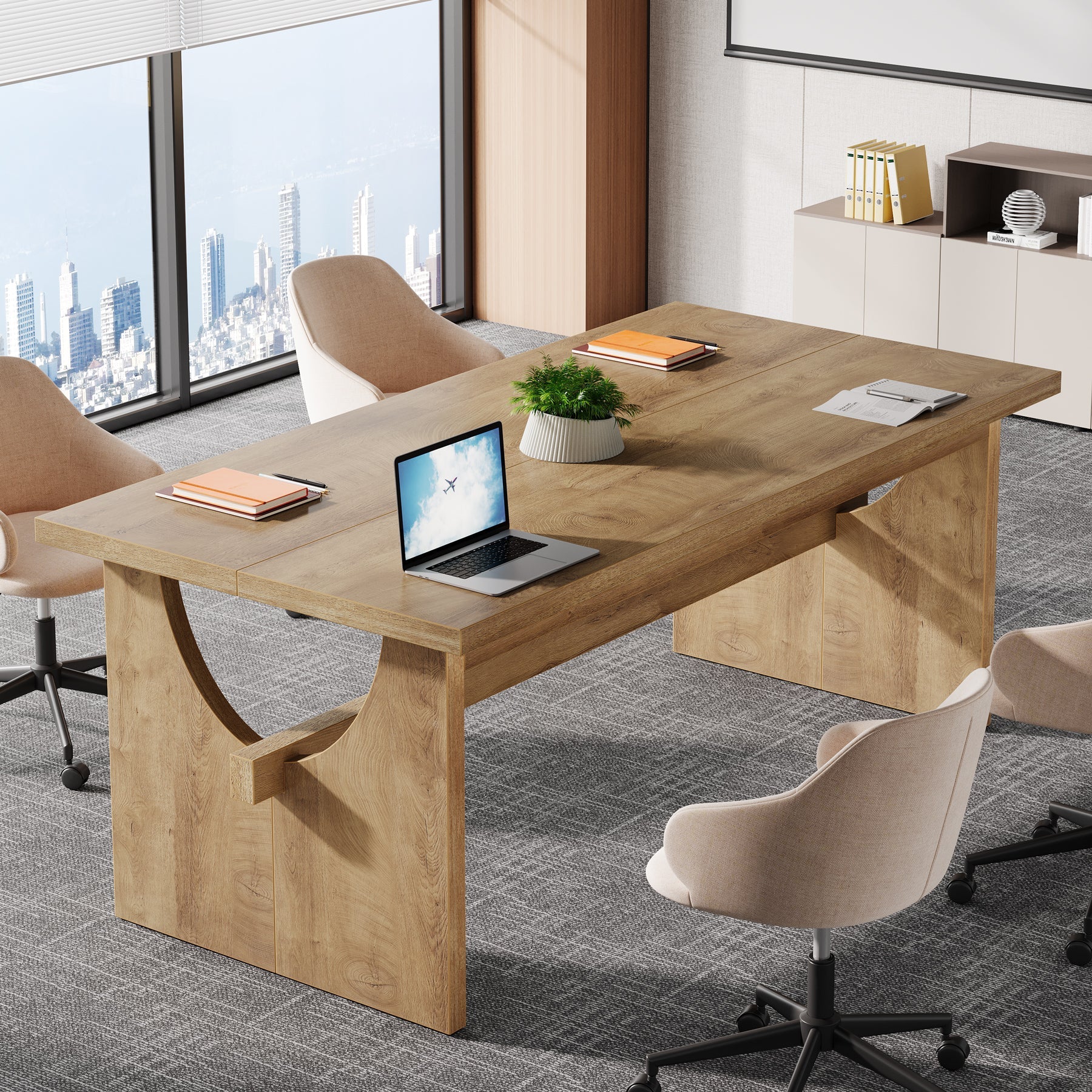 63" Executive Desk, Office Computer Desk Conference Table with Sturdy Legs Tribesigns