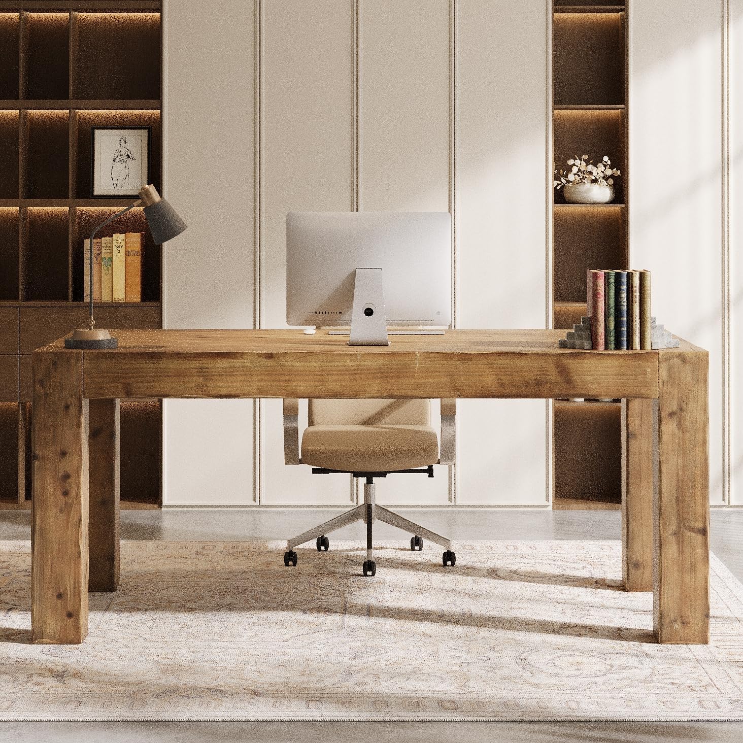 63" Executive Desk, Office Computer Desk with Thick Desktop Tribesigns