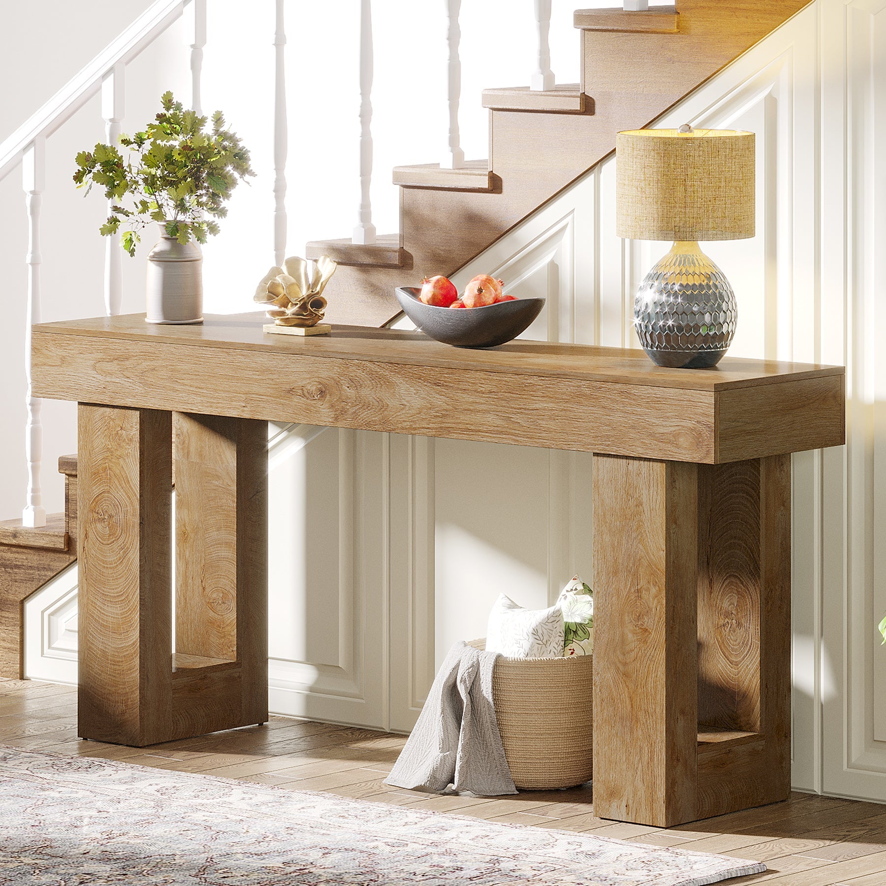 63 - Inch Console Table, Farmhouse Wooden Sofa Table Entryway Table Tribesigns