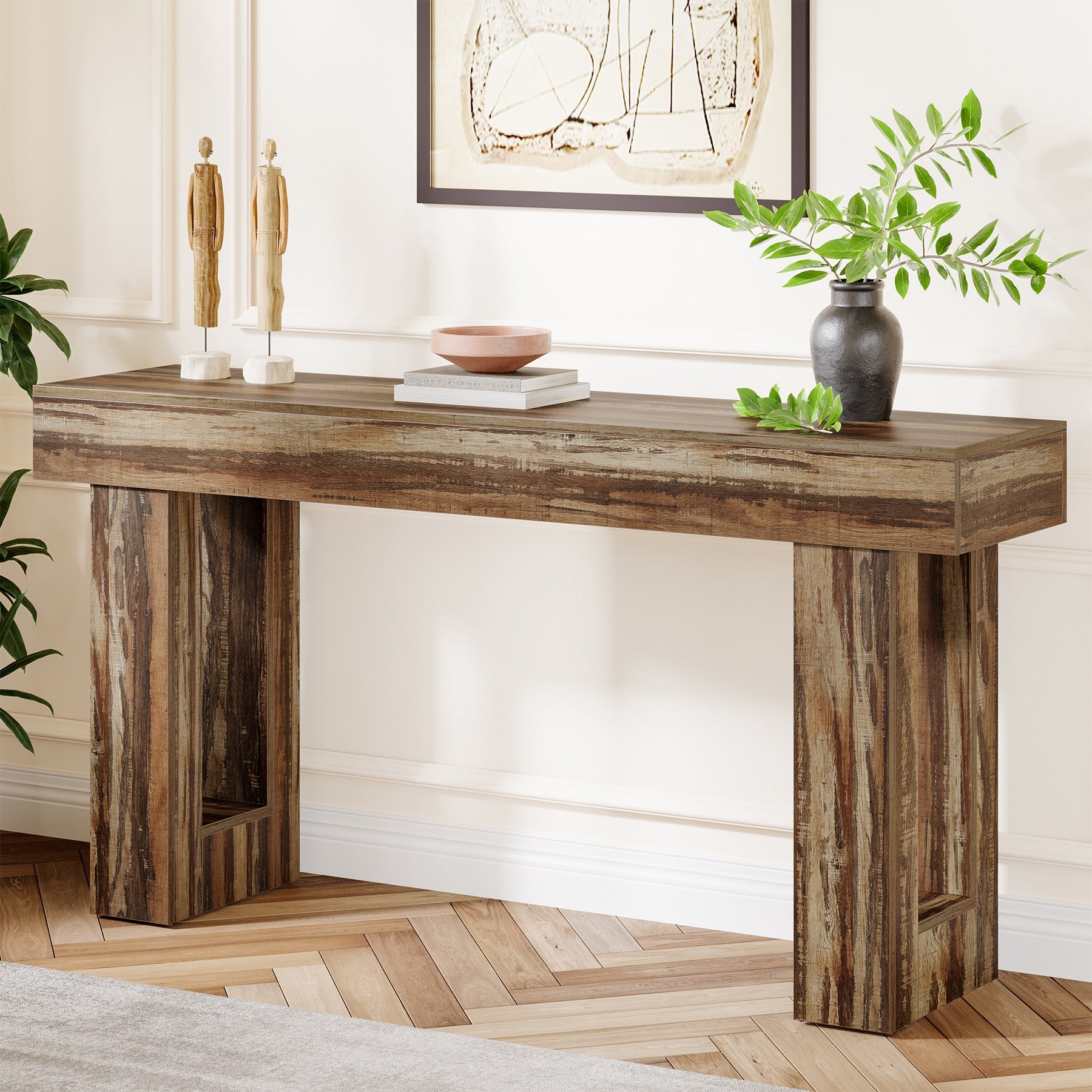 63 - Inch Console Table, Farmhouse Wooden Sofa Table Entryway Table Tribesigns
