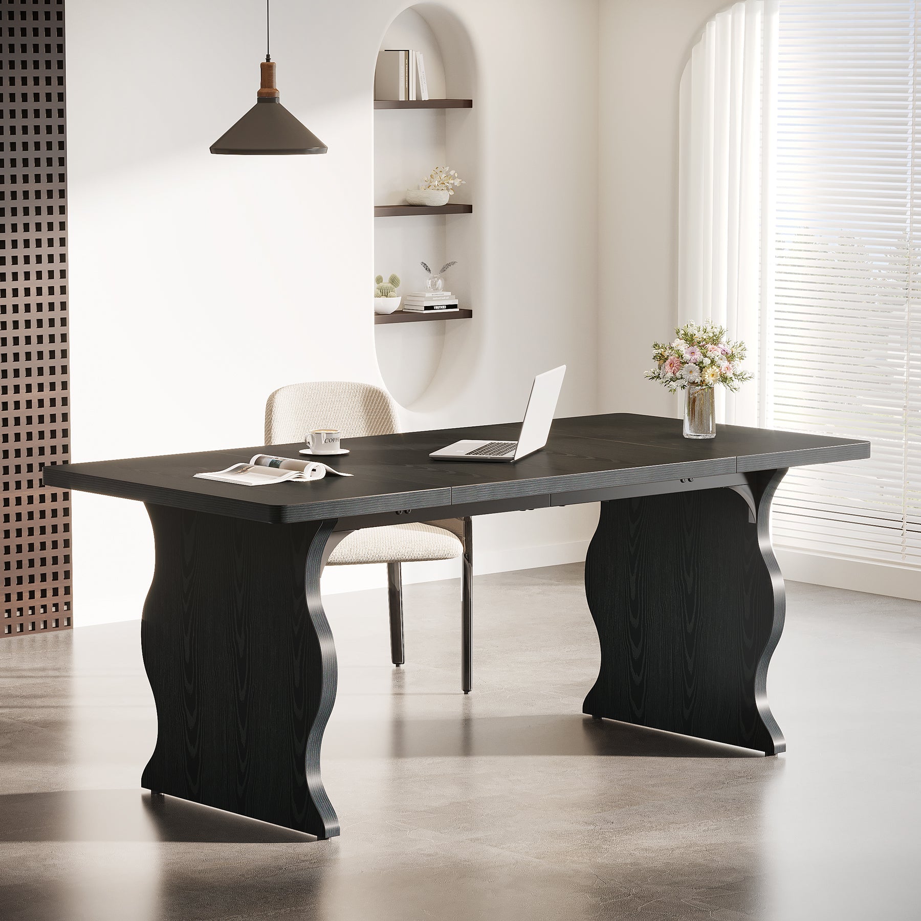 63-Inch Large Executive Desk, Sturdy Computer Desk Conference Table Tribesigns