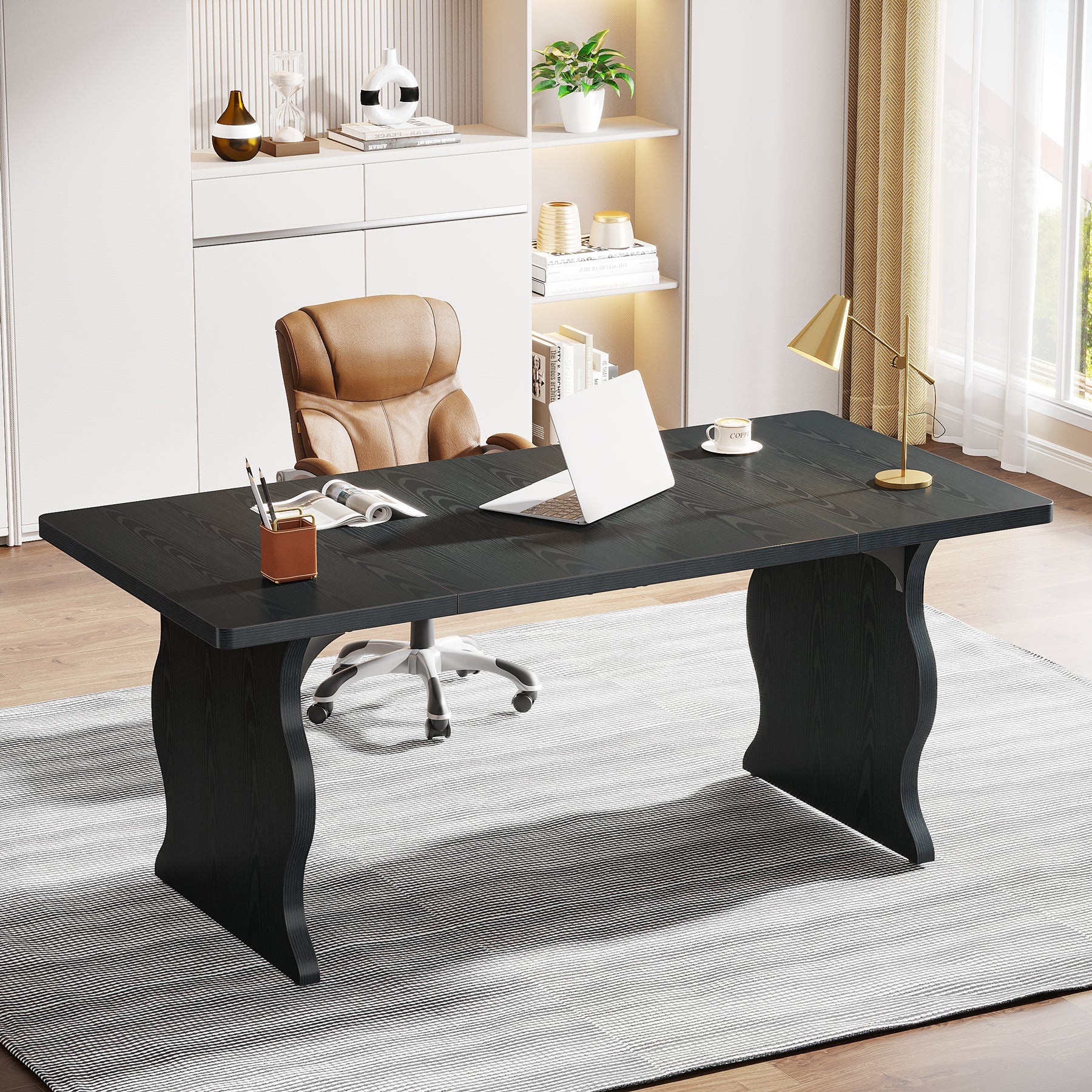 63-Inch Large Executive Desk, Sturdy Computer Desk Conference Table Tribesigns