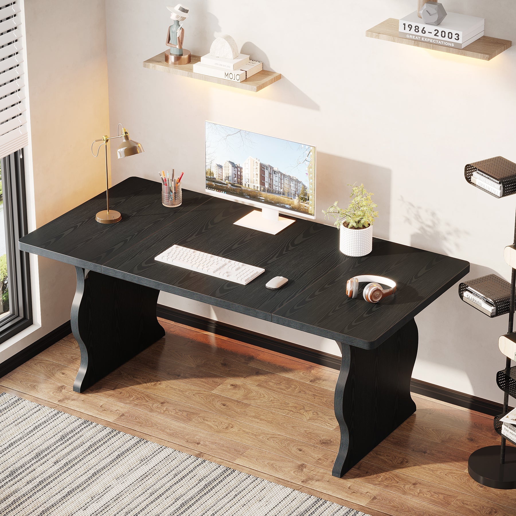 63-Inch Large Executive Desk, Sturdy Computer Desk Conference Table Tribesigns