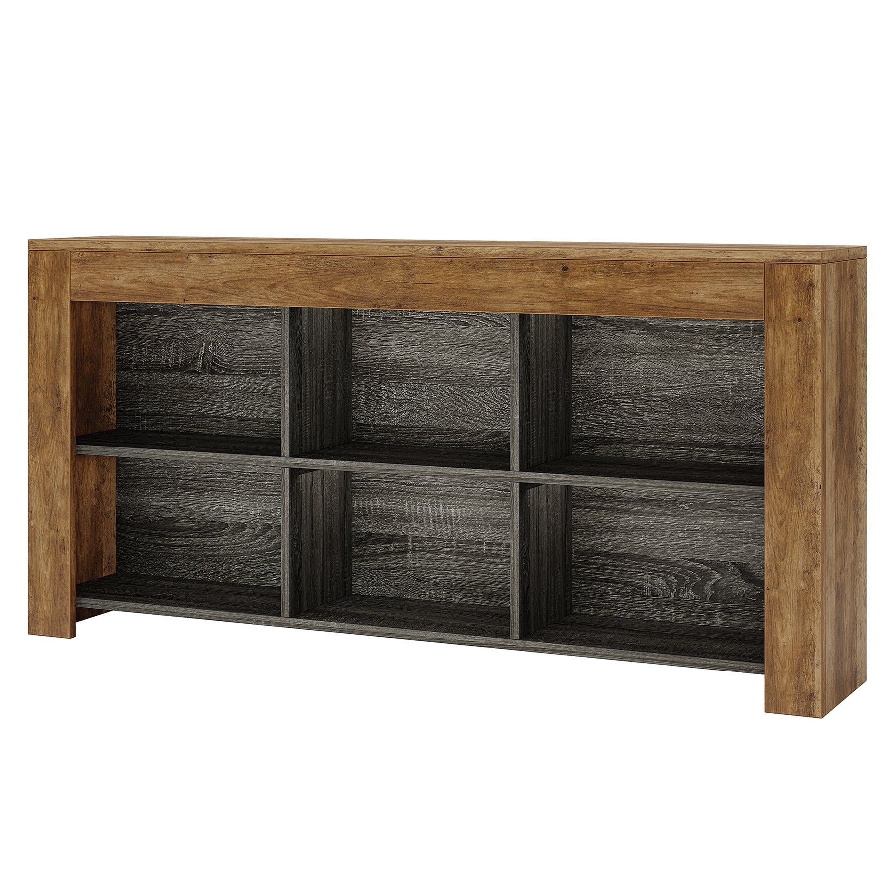 63" Wood Bookshelf, Horizontal Bookcase Storage Display Shelf Tribesigns