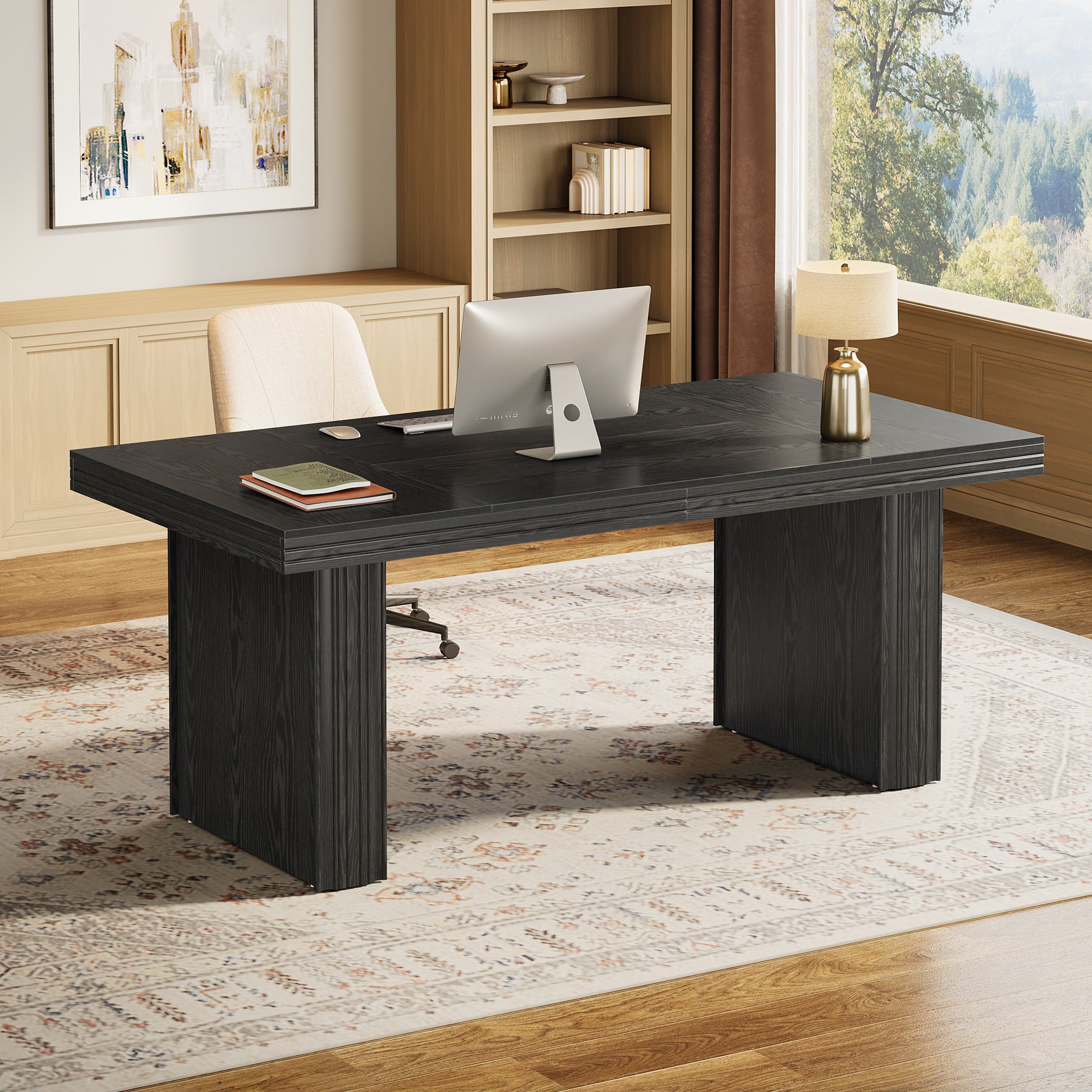 63" Executive Desk, Large Computer Desk with Heavy-Duty Legs