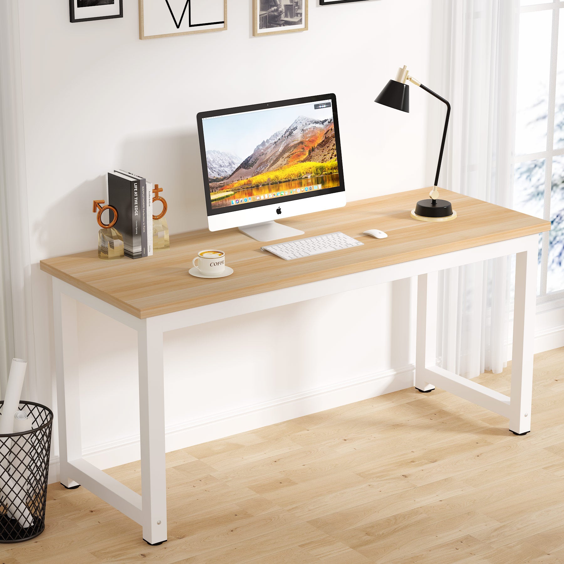Modern Computer Desk, 63" Office Desk Study Writing Desk