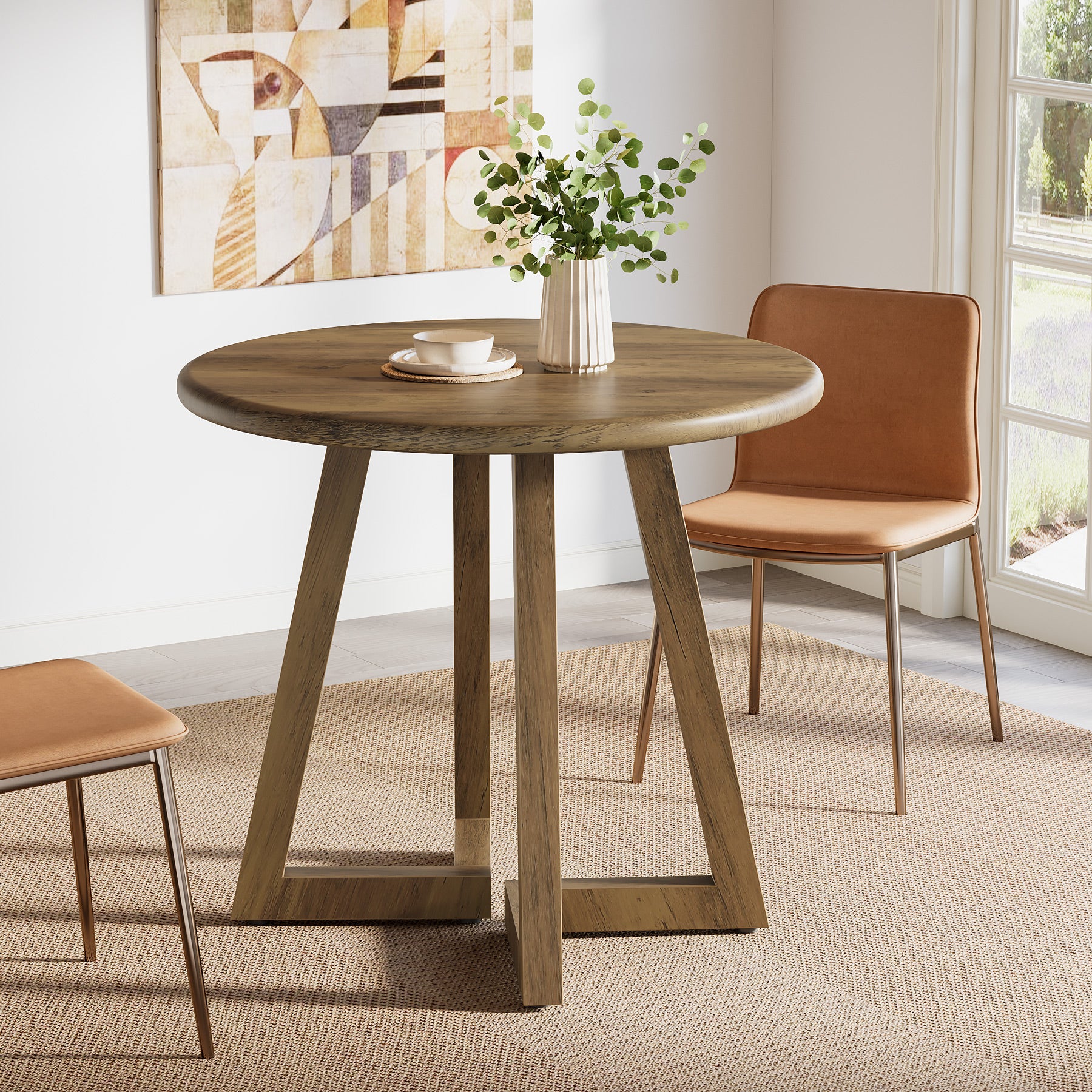 Round Dining Table for 2-4 People, 31.5" Kitchen Table for Dining Room