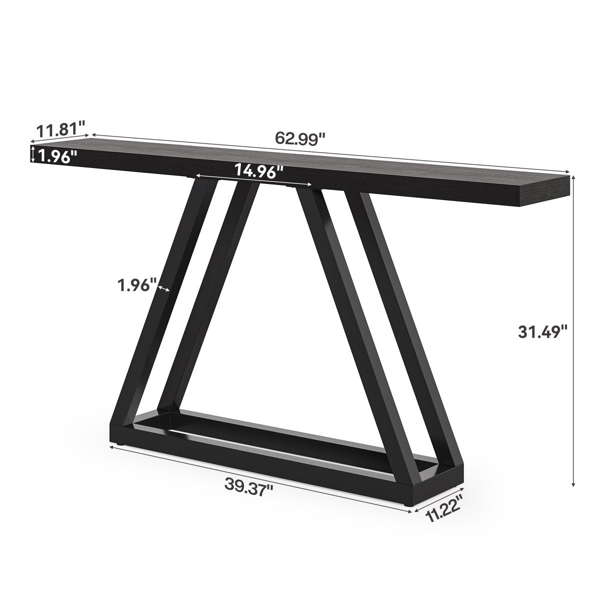 63" Console Table, Modern Sofa Table Entryway Table with Metal Frame Tribesigns
