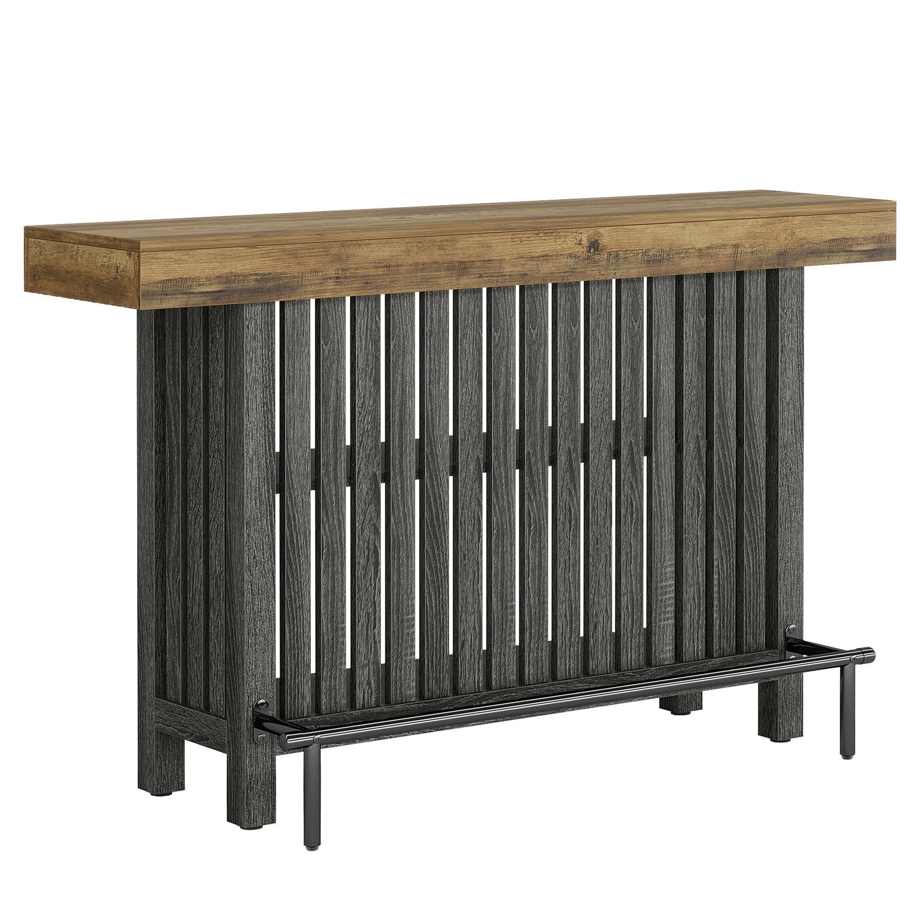 63" Bar Table, 2-Tier Home Bar Unit Height Pub Table Kitchen Island