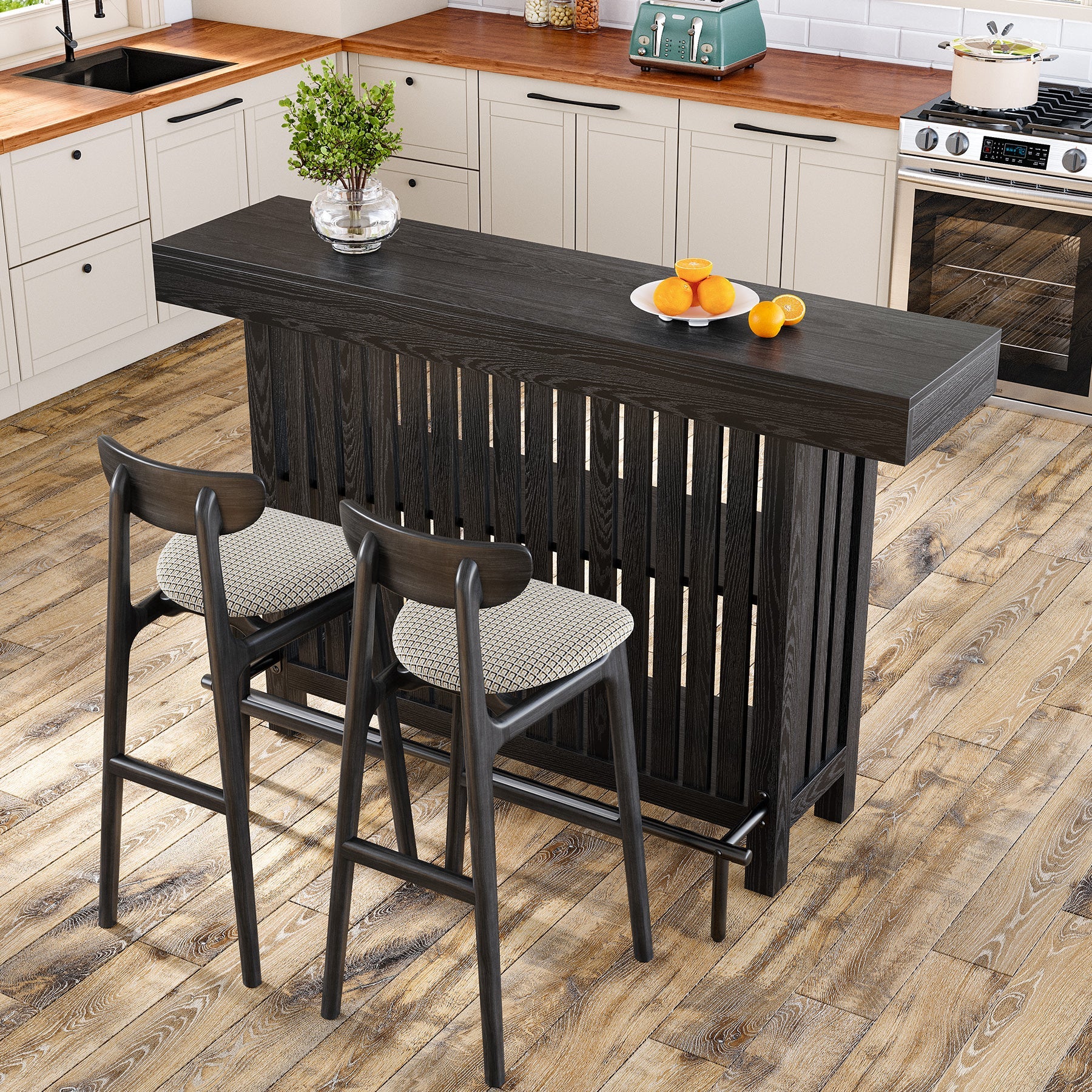 Home Bar Unit, Modern 2 - Tier Bar Table with Footrest Tribesigns