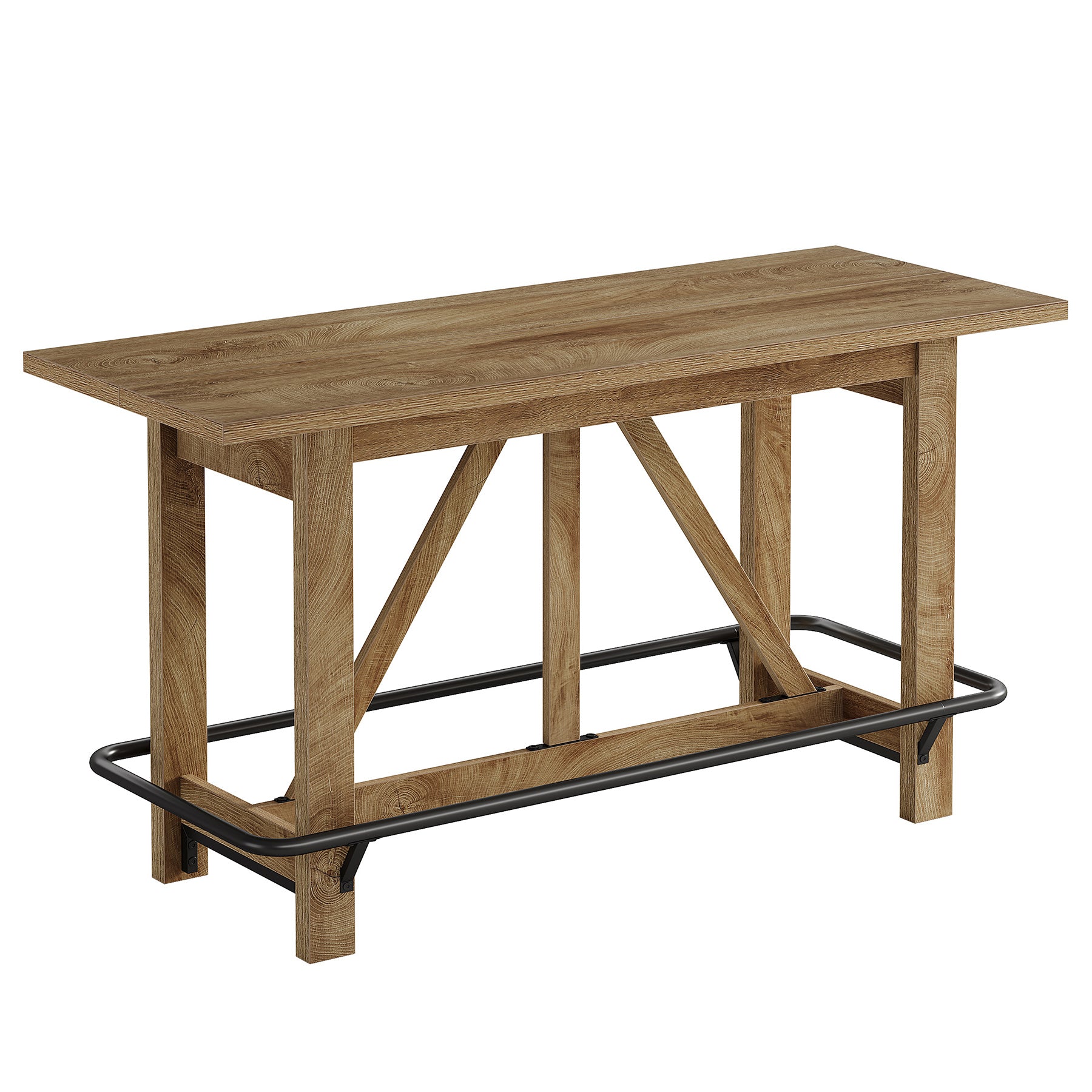 63" Bar Table, Counter Height Pub Dining Table with Footrest
