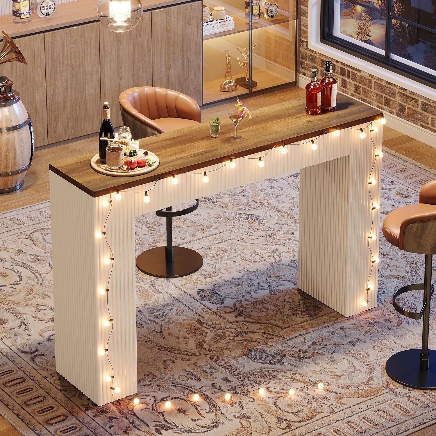 63" Bar Unit, Modern Home Bar Height Table Pub Table