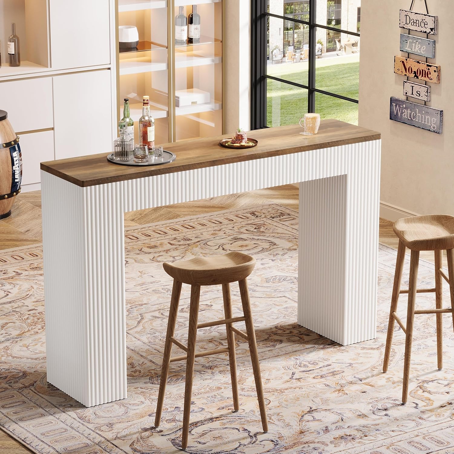 63" Bar Unit, Modern Home Bar Height Table Pub Table