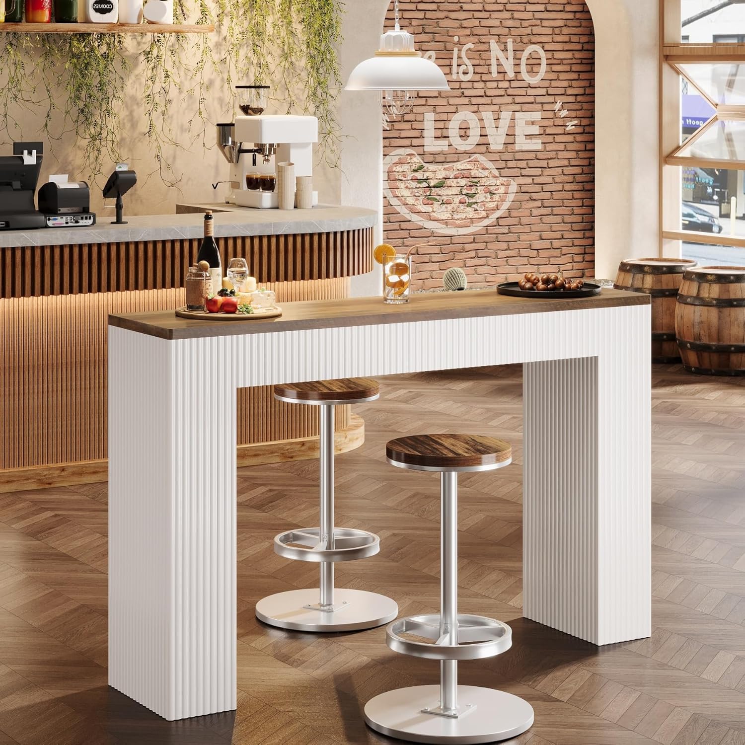 63" Bar Unit, Modern Home Bar Height Table Pub Table