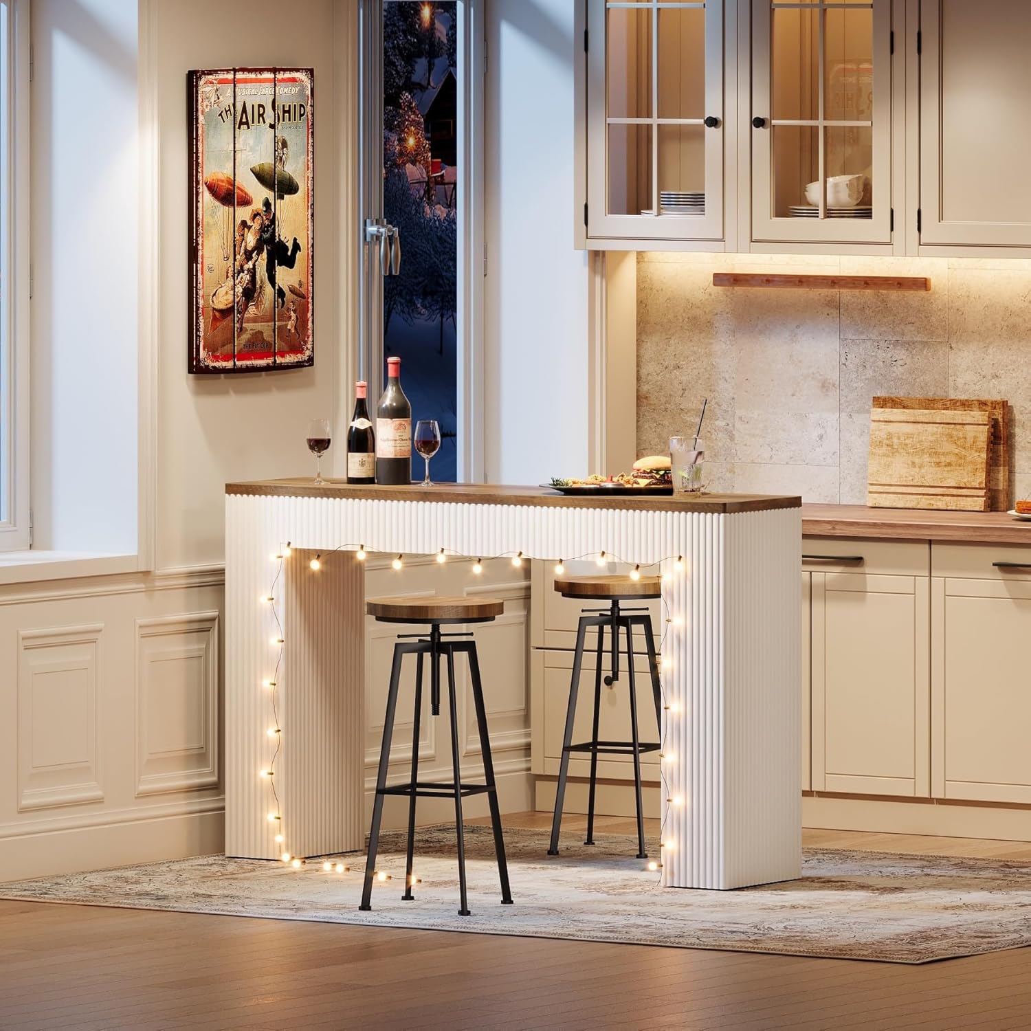 63" Bar Unit, Modern Home Bar Height Table Pub Table