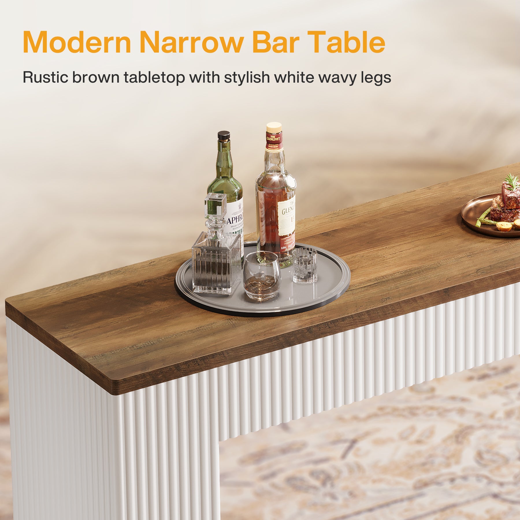 63" Bar Unit, Modern Home Bar Height Table Pub Table