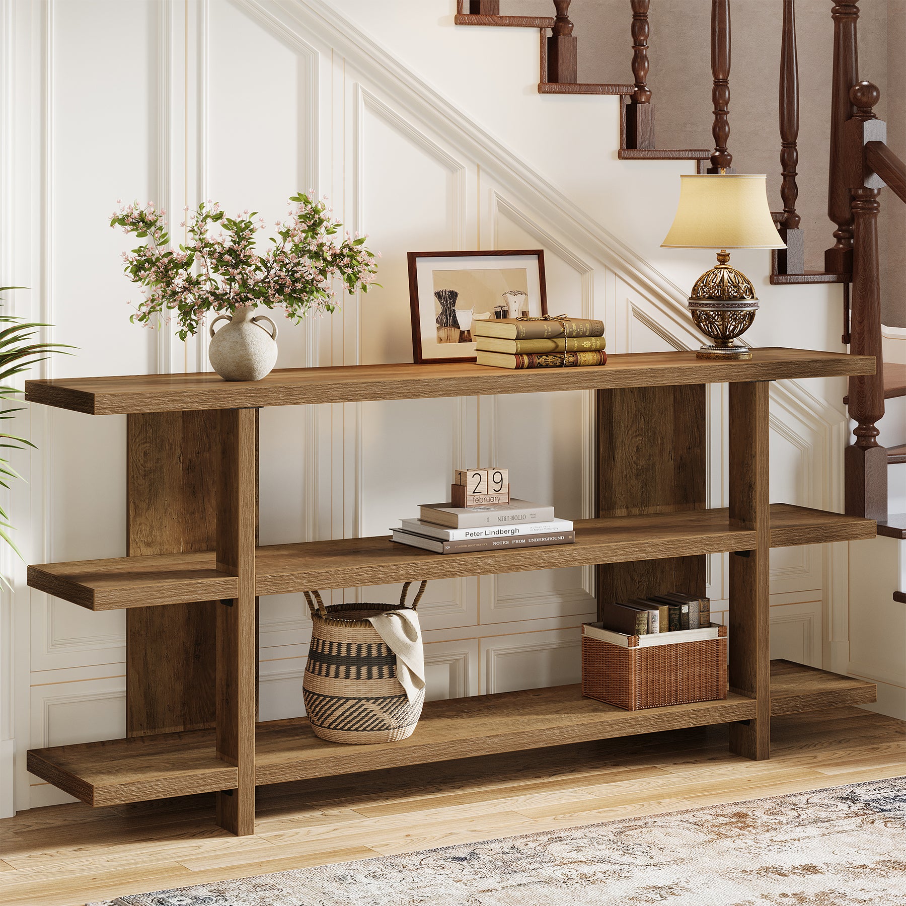 63" Console Table, 3-Tier Narrow Entryway Table Accent Furniture