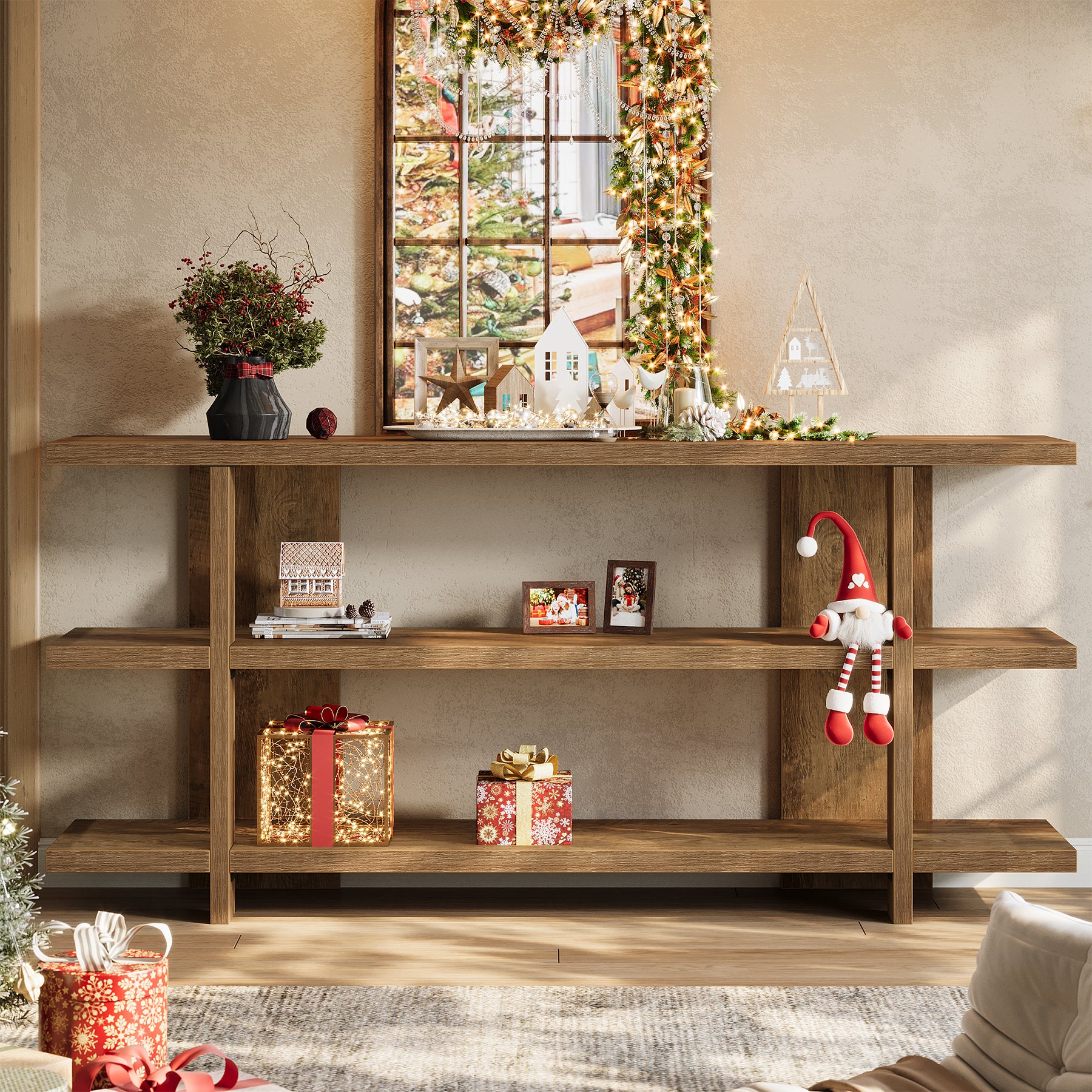 63" Console Table, 3-Tier Narrow Entryway Table Accent Furniture