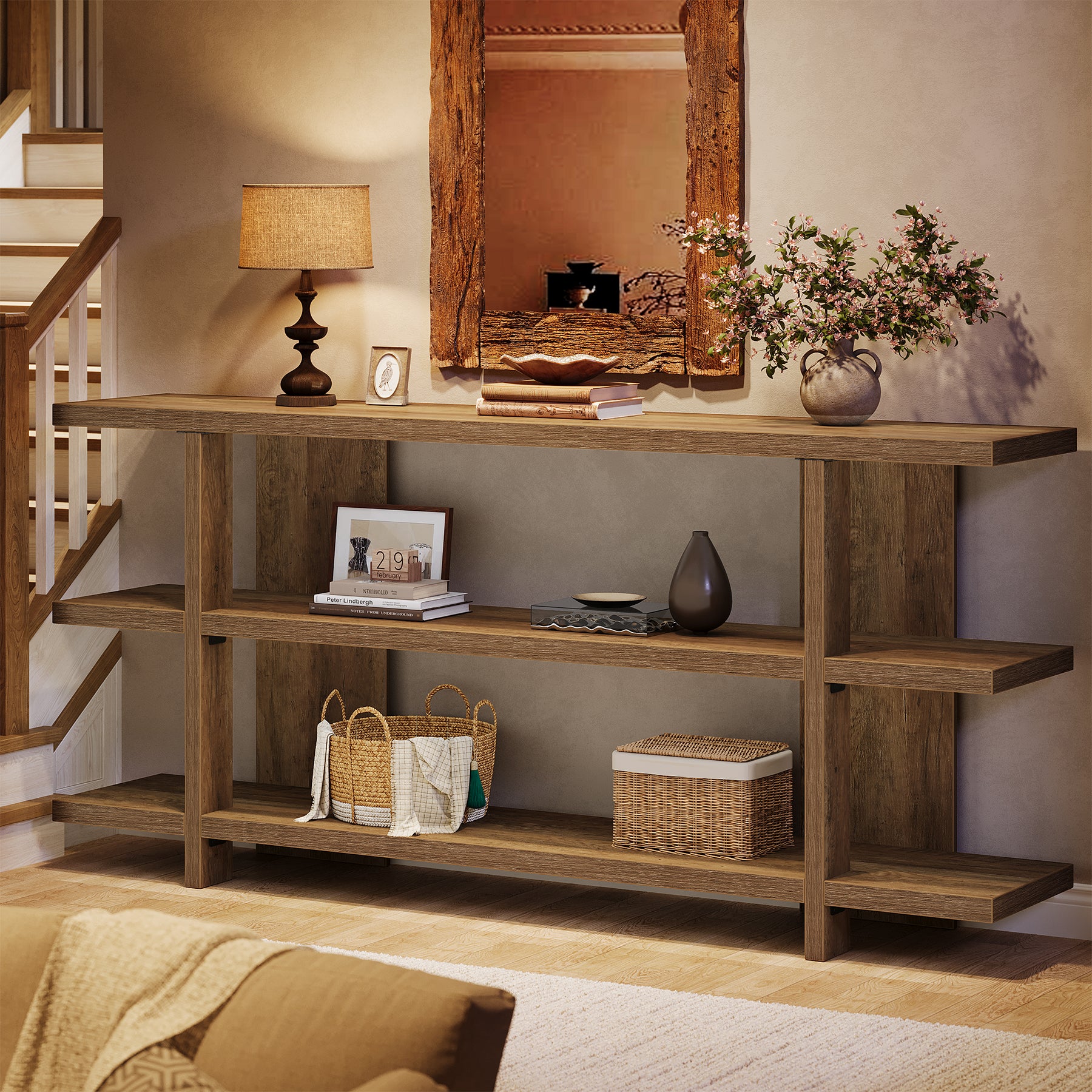 63" Console Table, 3-Tier Narrow Entryway Table Accent Furniture