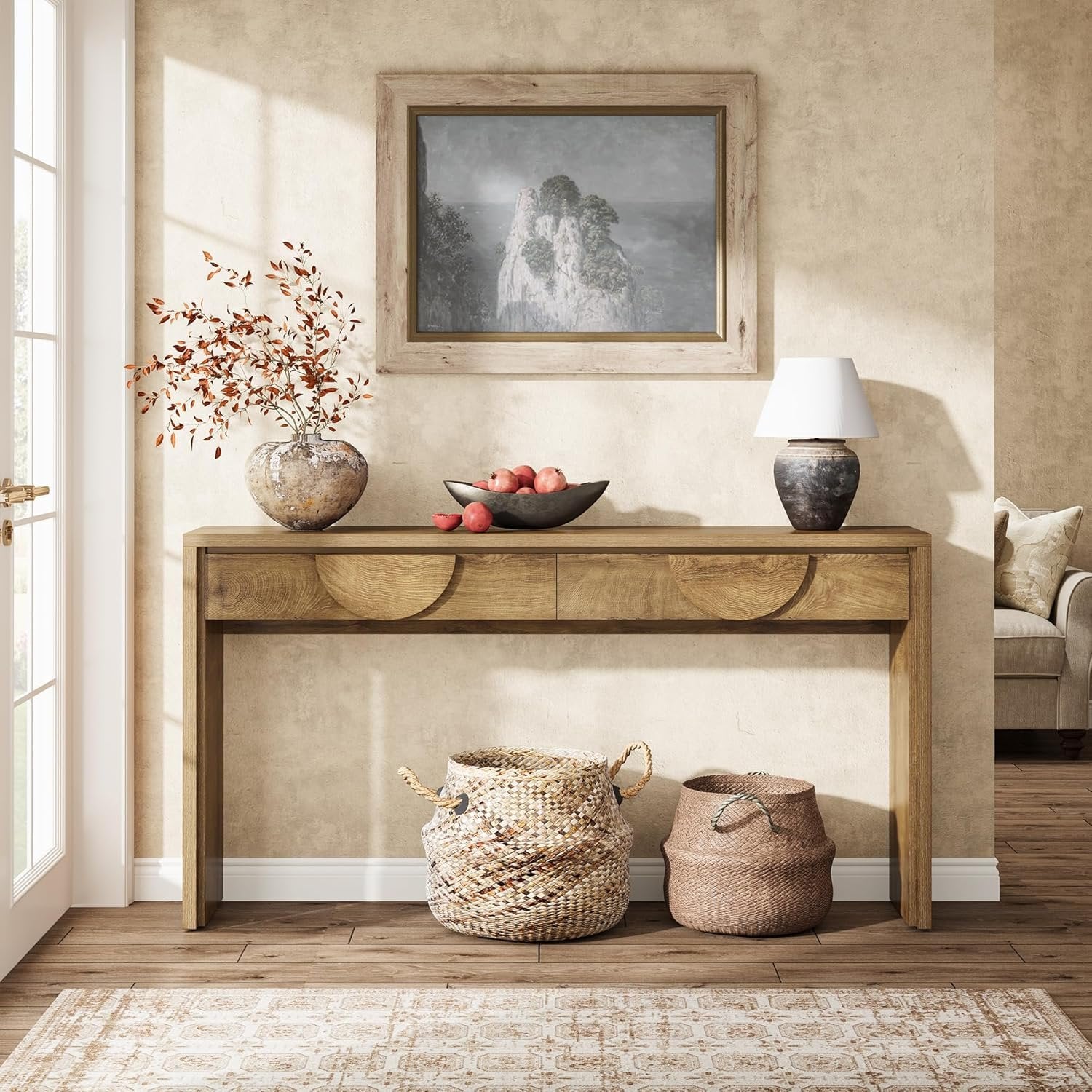 63" Console Table, Farmhouse Entryway Table Sofa Console with 2 Drawers