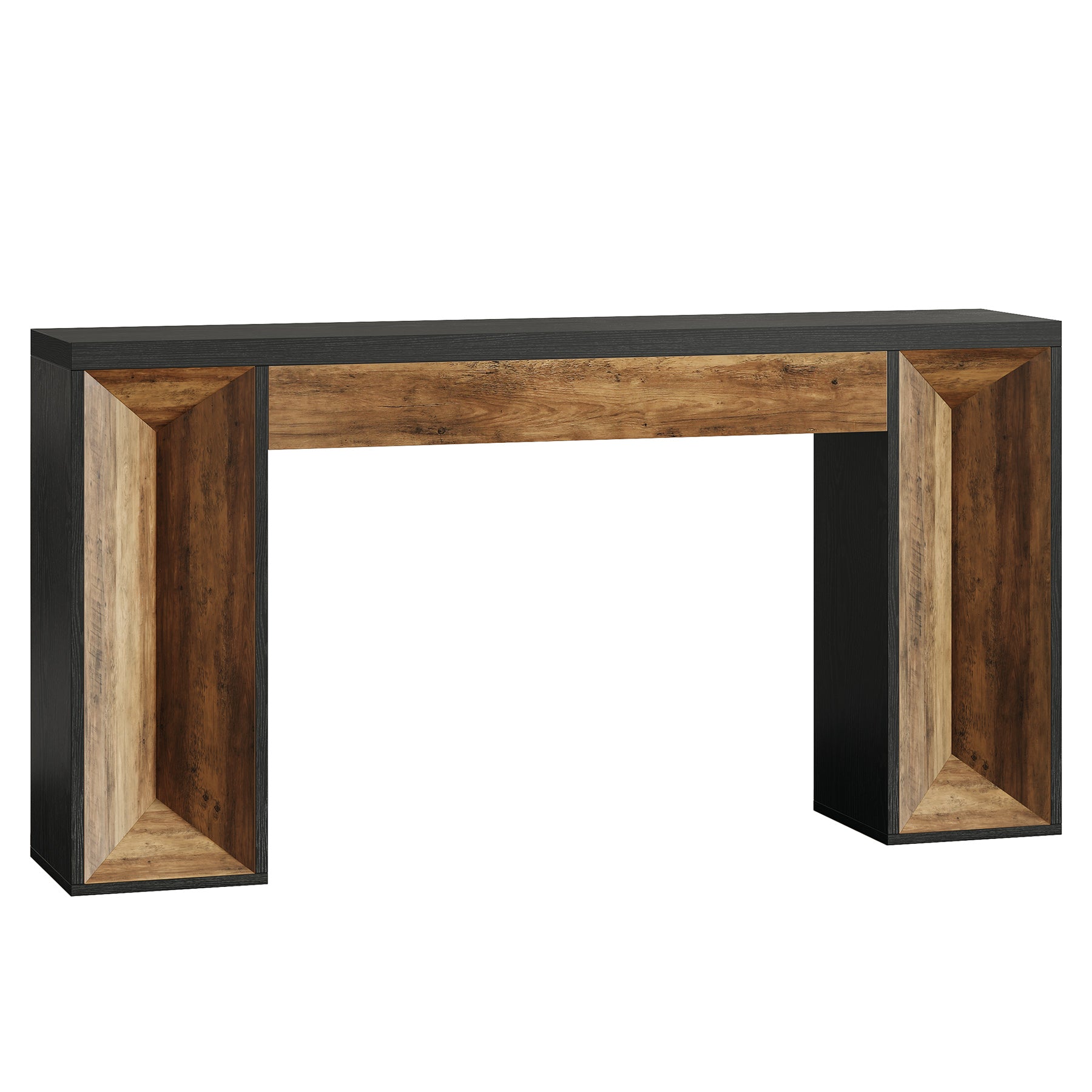 63" Console Table, Farmhouse Entryway Table Sofa Table with Dual-Tone Design