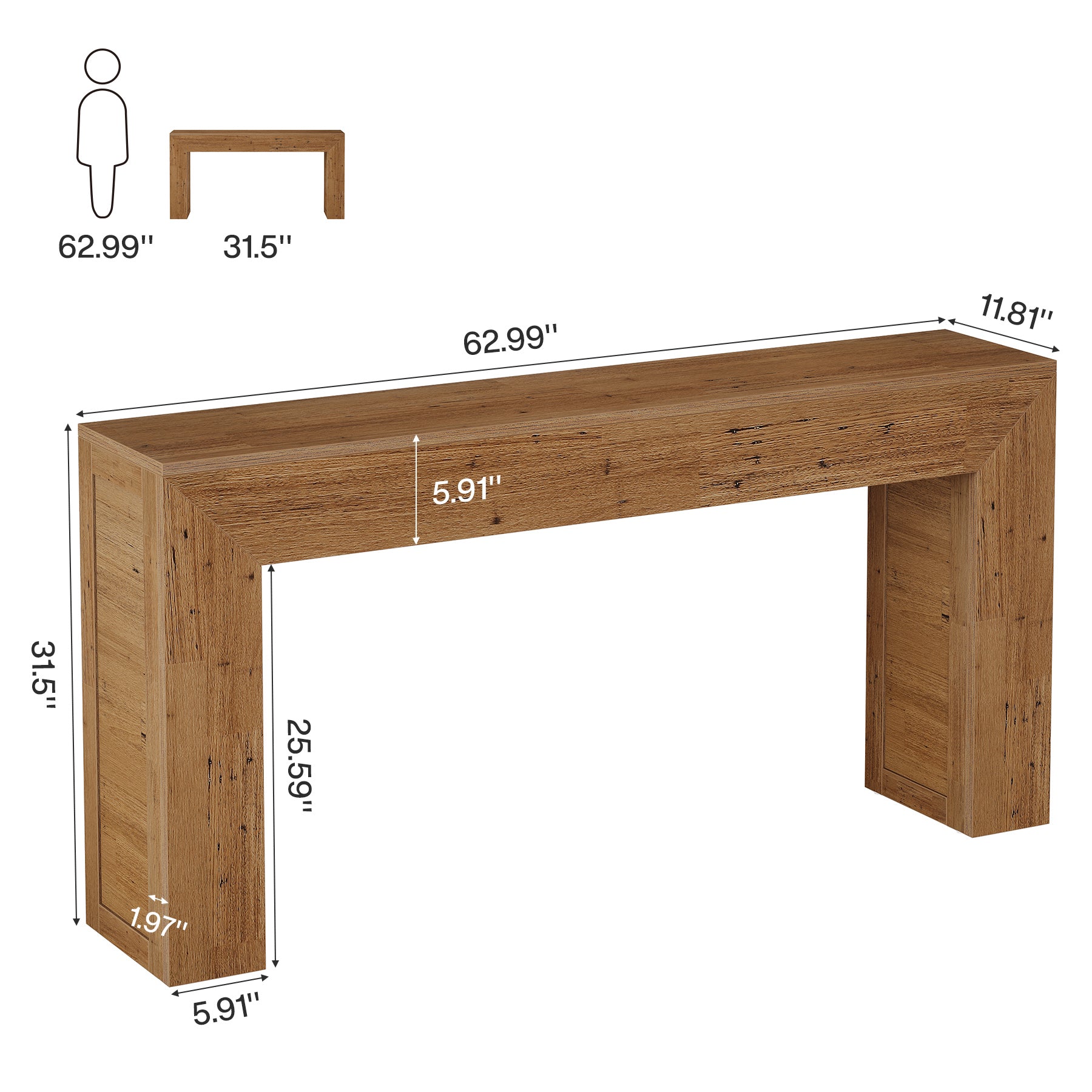 63" Console Table,Farmhouse Sofa Table Entry Table for Hallway