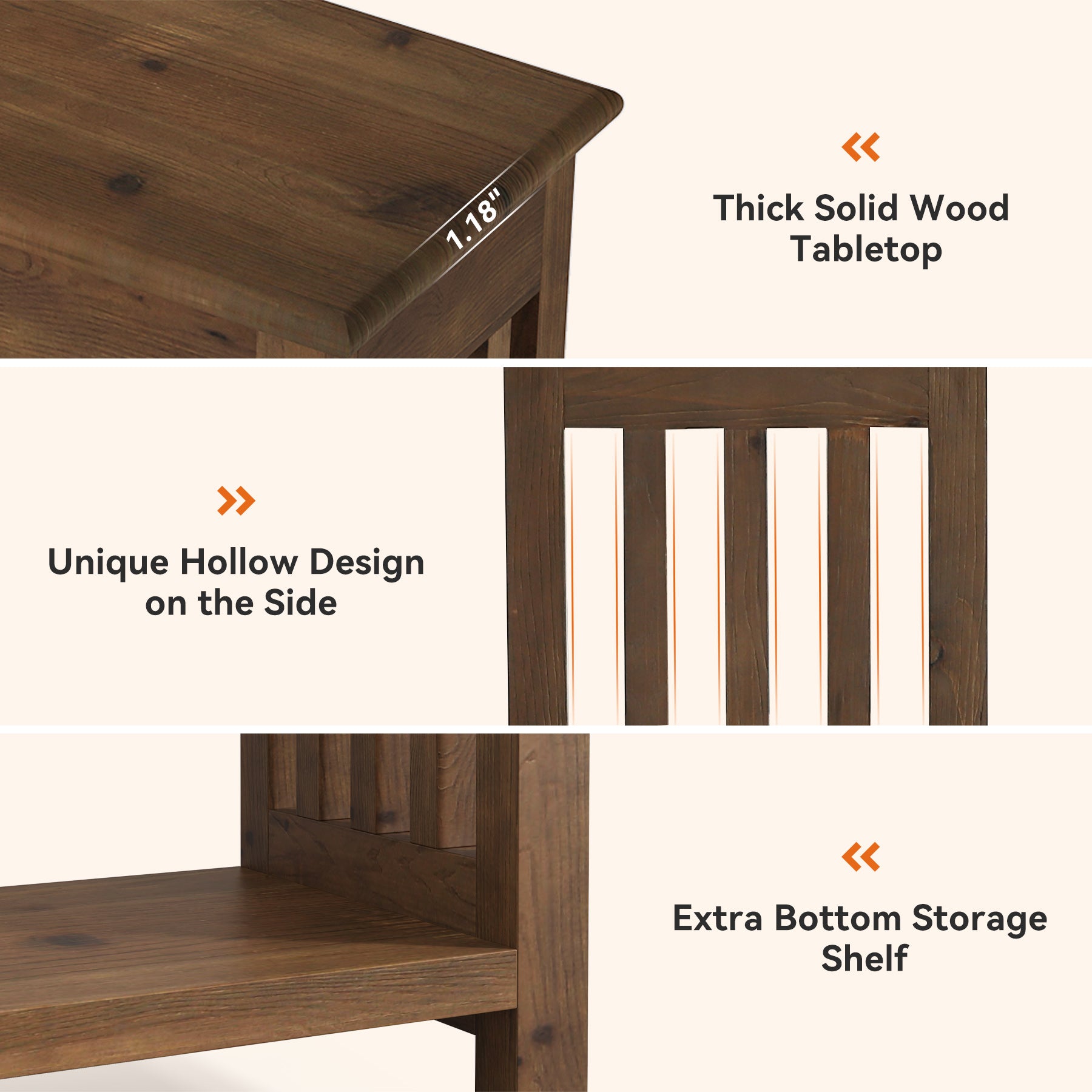 63" Console Table, Farmhouse Wood Entryway Sofa Table with 2-Tier Storage