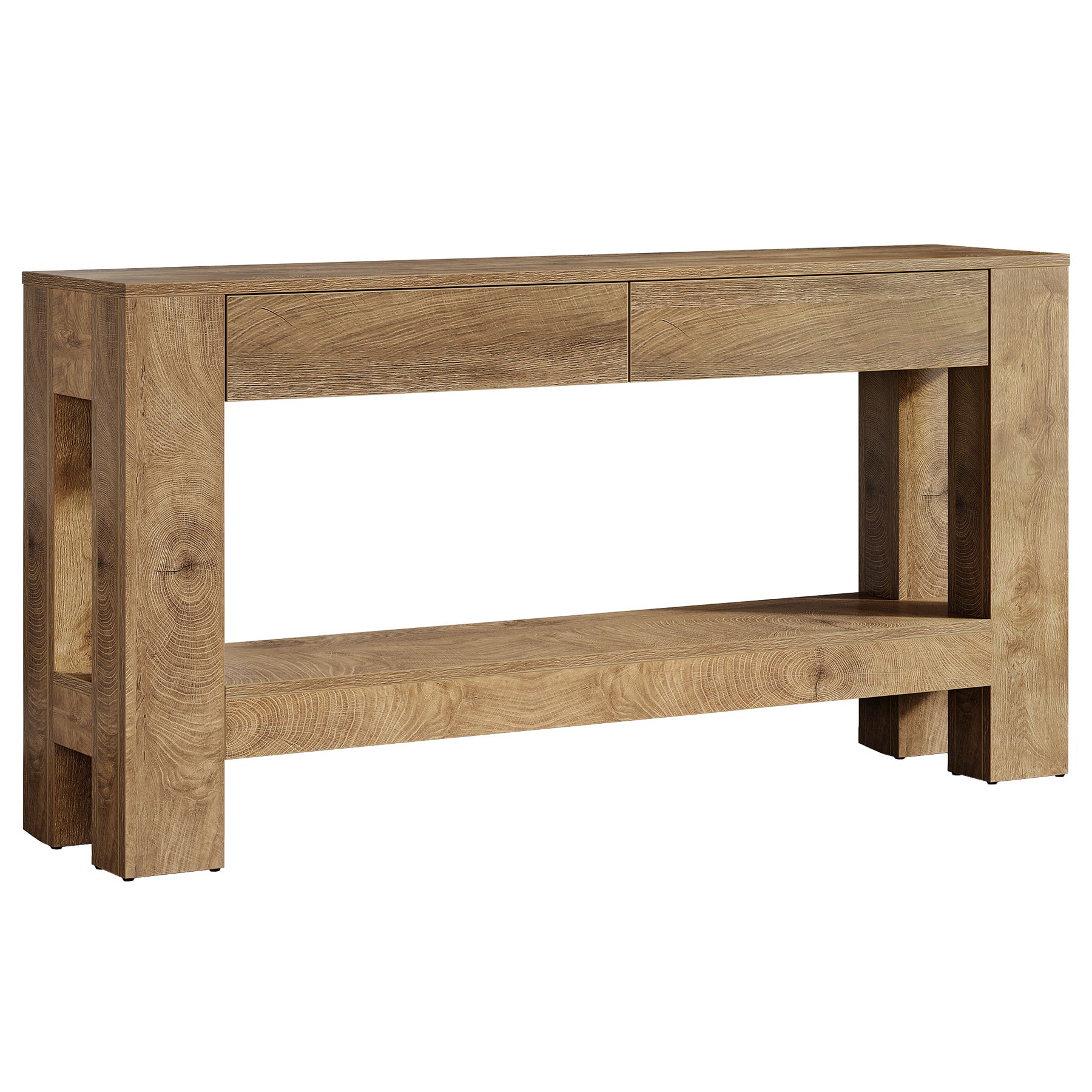 63" Console Table, Farmhouse Wooden Sofa Entryway Table with 2 Drawers
