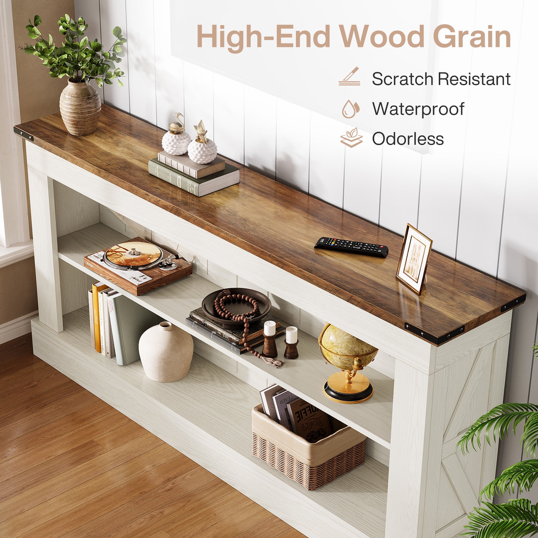 63" Console Table, Long Entryway Table Sofa Table With Storage Tribesigns