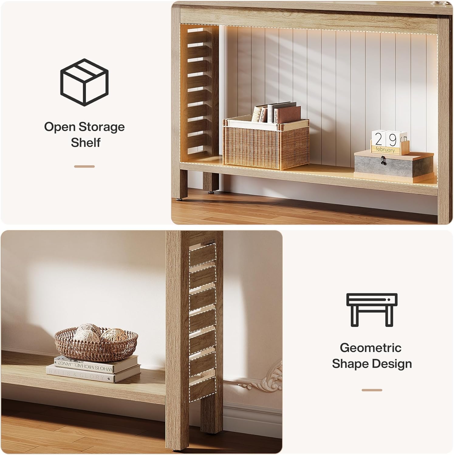 63" Console Table, Narrow 2-Tier Sofa table Entryway Table for Foyer