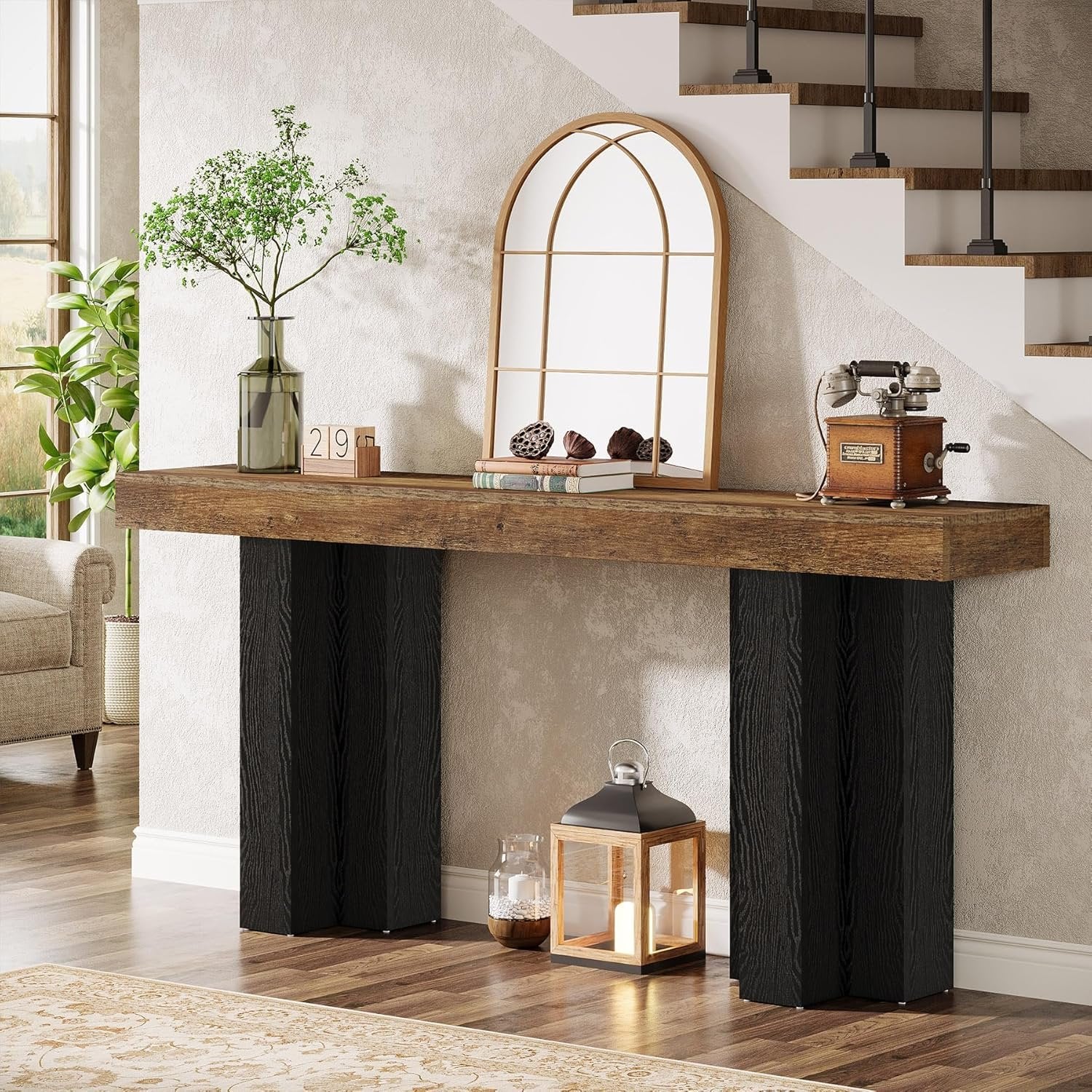 63" Console Table, Narrow Sofa Console Entryway Table with Sturdy Legs