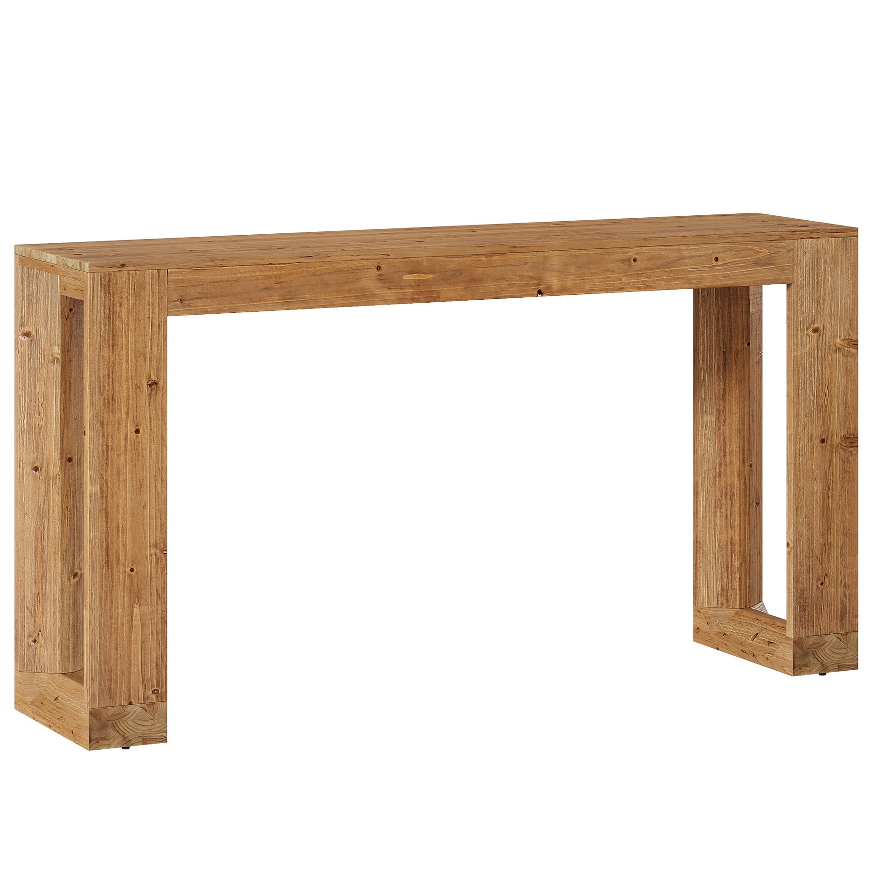 63" Console Table, Solid Wood Sofa Table with Reinforced Base