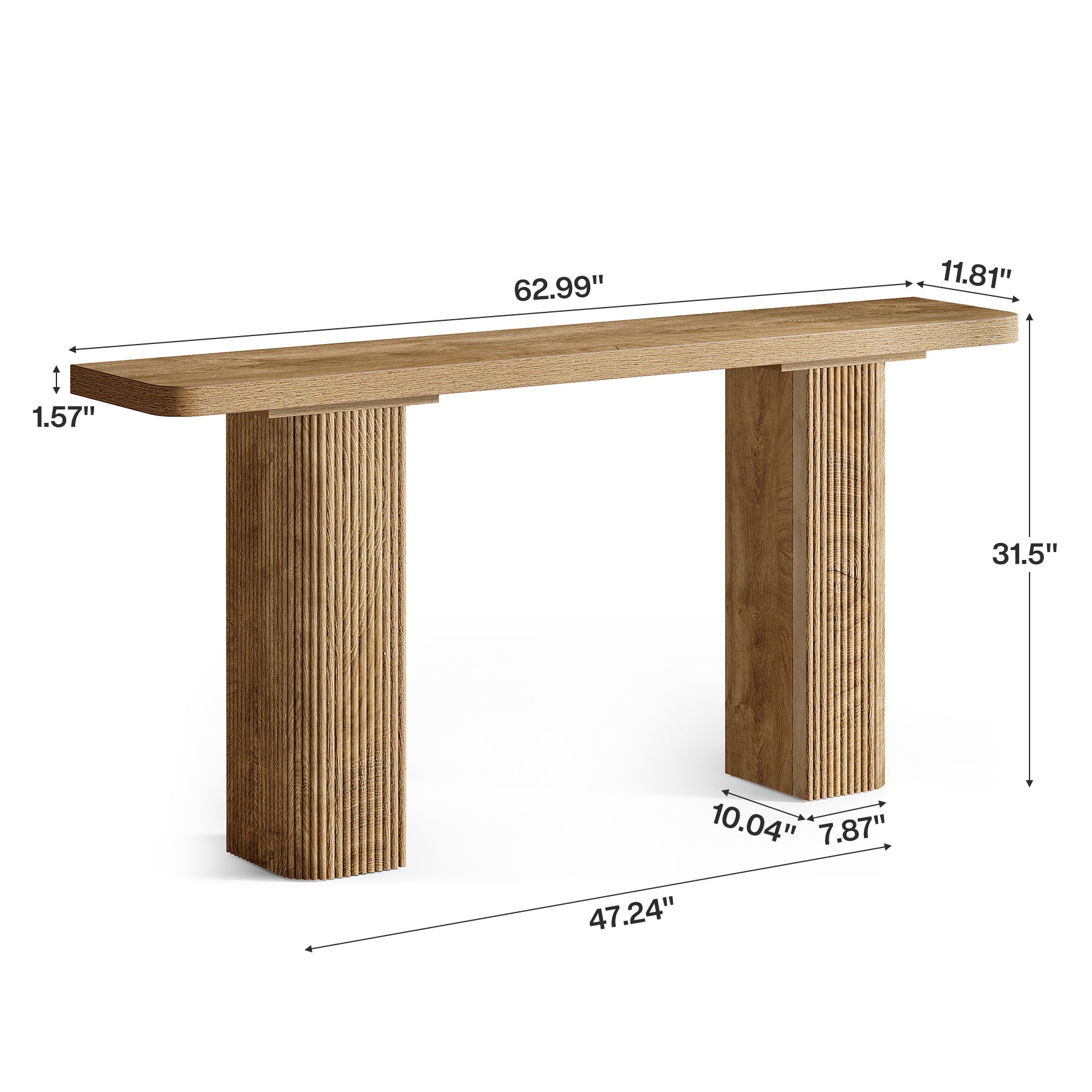 63" Console Table, Wooden Sofa Table Behind Couch Entryway Table