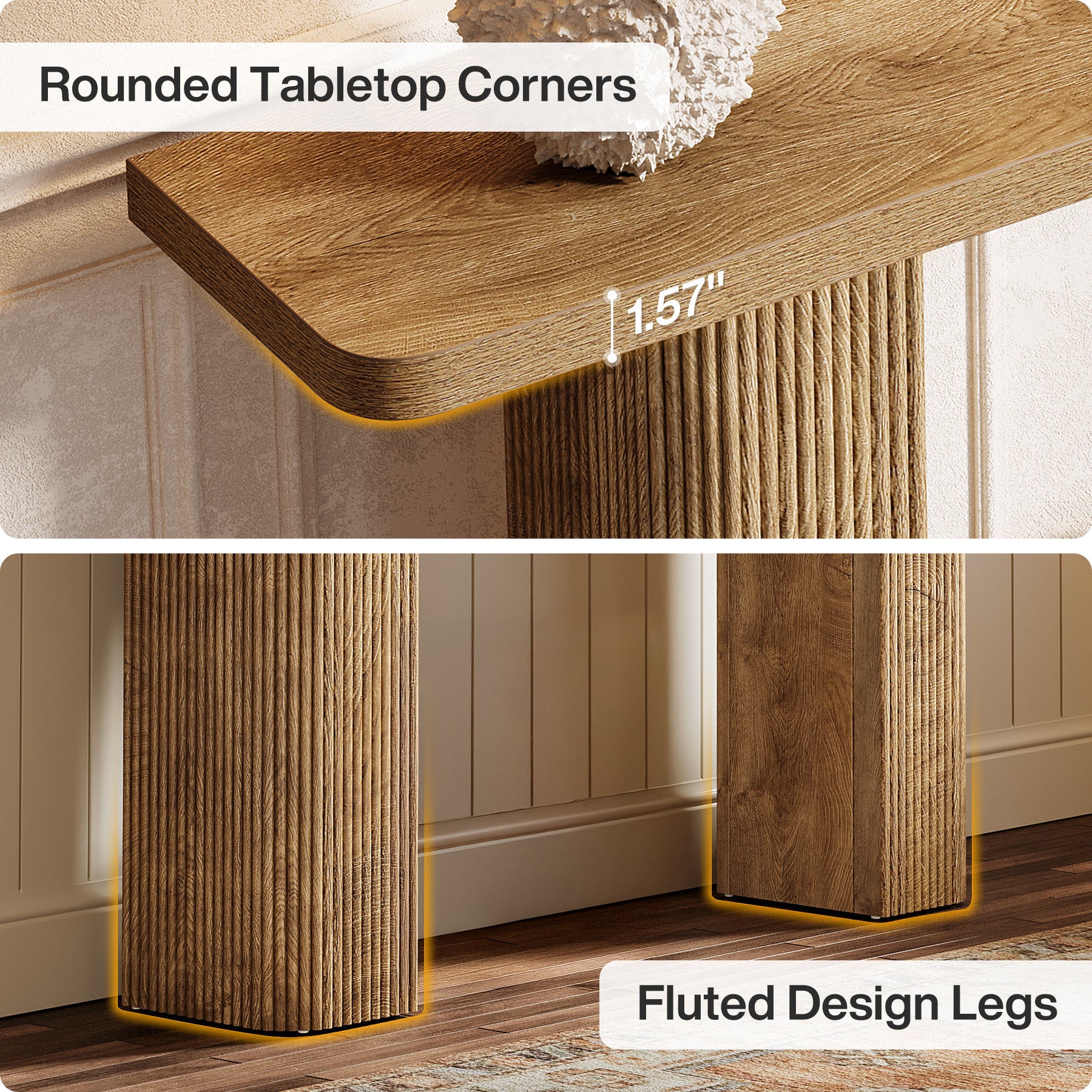 63" Console Table, Wooden Sofa Table Behind Couch Entryway Table