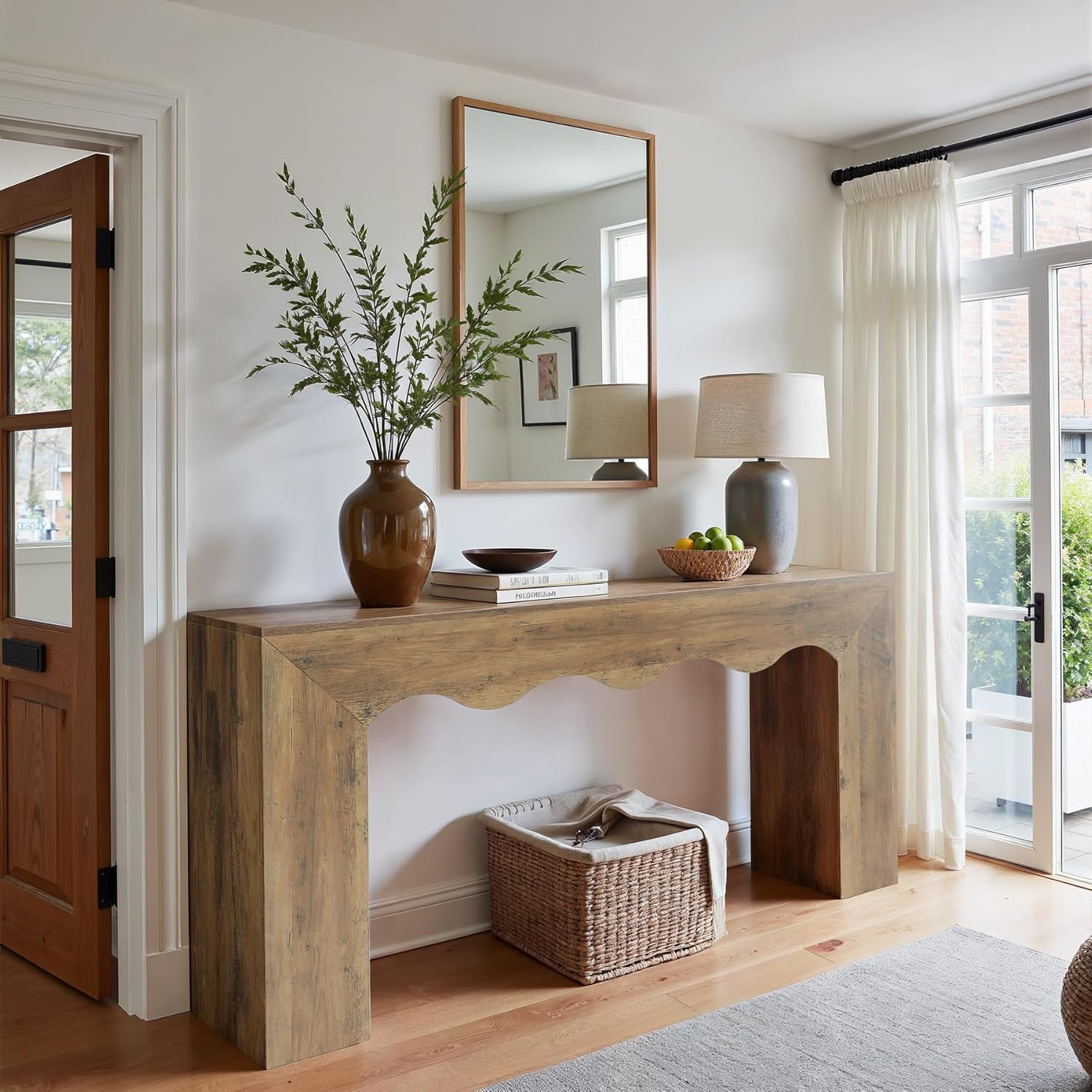 63" Console Table, Wooden Sofa Table Entryway Table with Storage Tribesigns