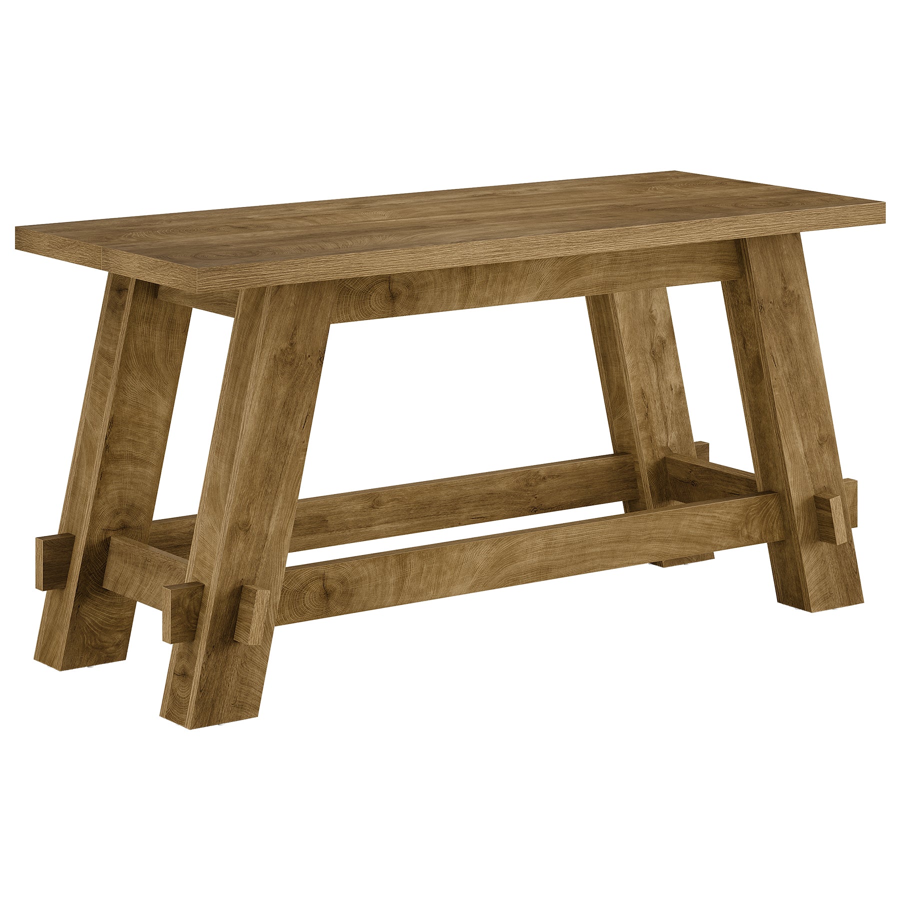 63" Counter Height Bar Table, Rectangular High Top Pub Table Home Bar Unit with Footrest