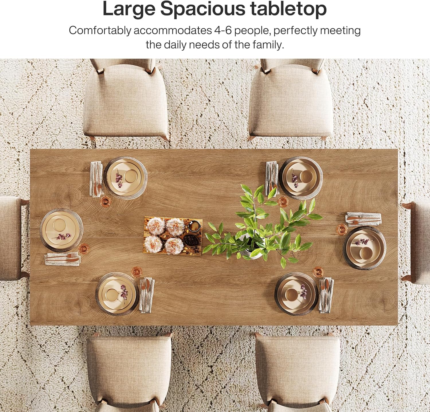 63" Dining Table, Farmhouse Kitchen Table with Heavy Duty Pedestal for 4 - 6 Tribesigns