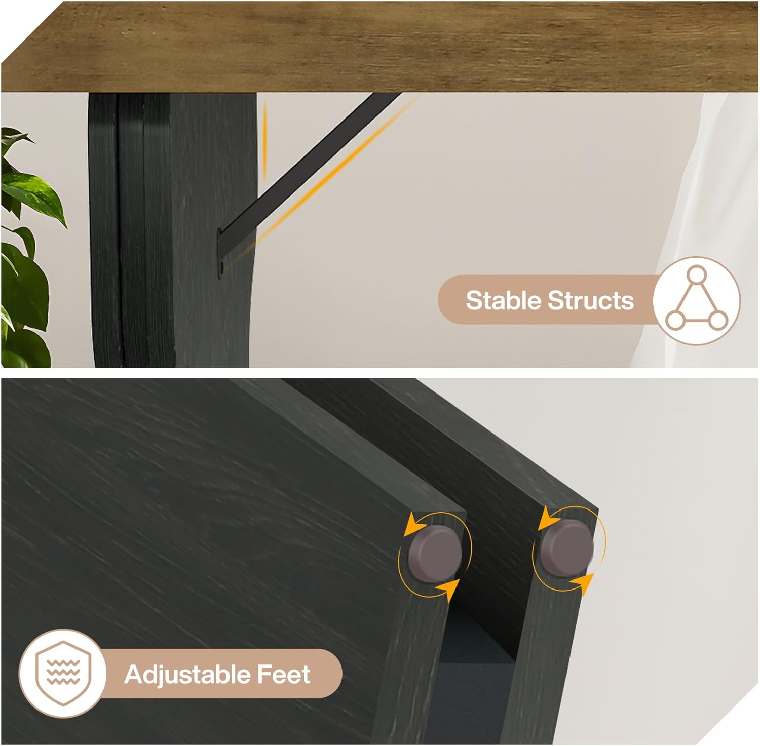 63" Dining Table, Rectangle Kitchen Dinner Table with Hourglass Shape Legs for 4-6