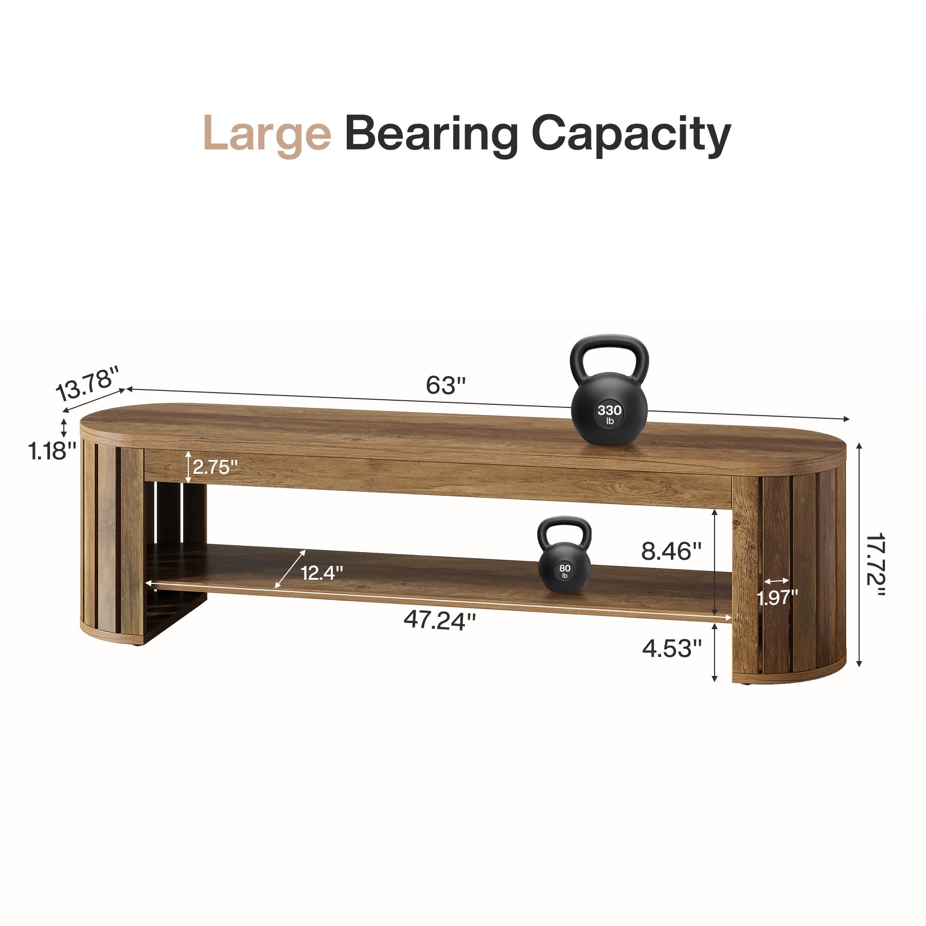 63" Entryway Bench, 2-Tier Narrow Shoe Bench with Shoe Storage
