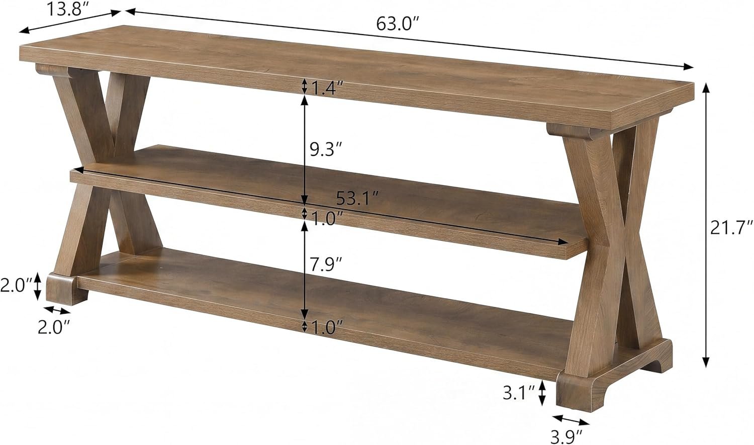 63" Entryway Storage Bench, Farmhouse Wooden Shoe Bench Seat with Storage Shelves