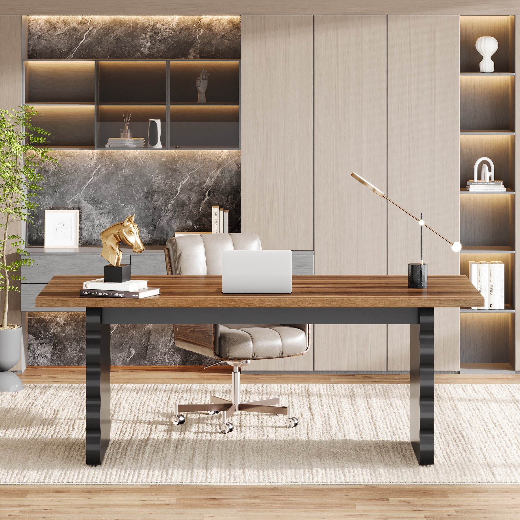 63" Executive Desk, Modern Computer Office Desk Writing Table